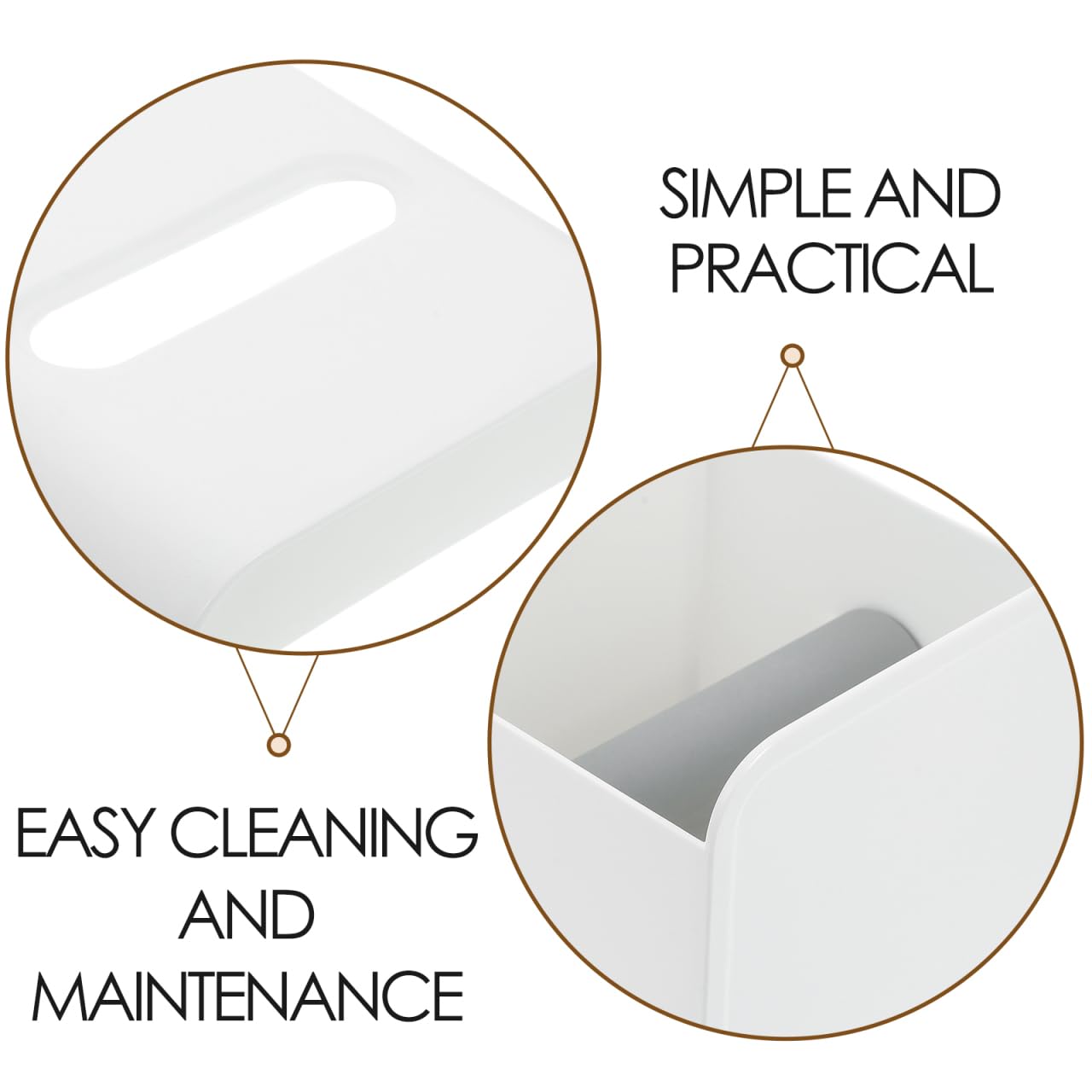 Kichvoe Square Plastic Tissue Box Cover with Tray Multifunction Roll Paper Holder for Bathroom and Office Compact 5.51X5.51X5.51In Cube Tissue Storage Organizer