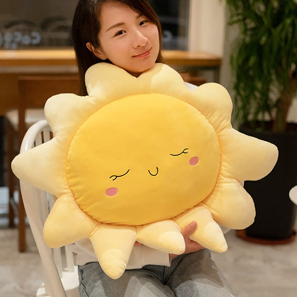 OUKEYI Flower Floor Pillow Sun Shape Cushion Cute Seating Pad Chair Cushion Oversized Throw Pillow,Cute Sun Pillow Plush Toy,for Home Decoration Kids Girls Women Gifts (sun 45 cm / 17.8 inch)