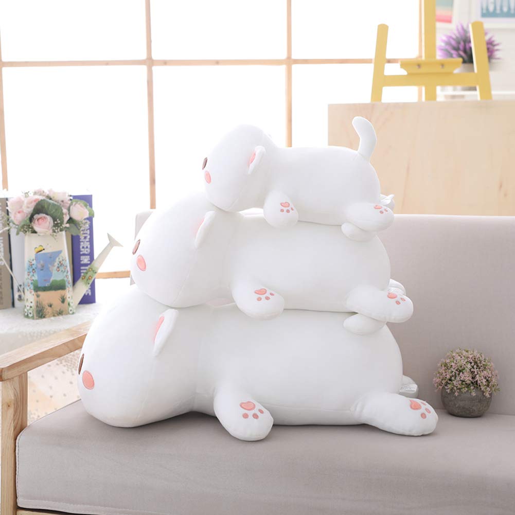 Jensquaify Cat Stuffed Animals, Soft Cat Plush Pillow Kawaii Kitten Stuffed Animal Toy Gifts for Kids (White Squint Eyes, 13.7")