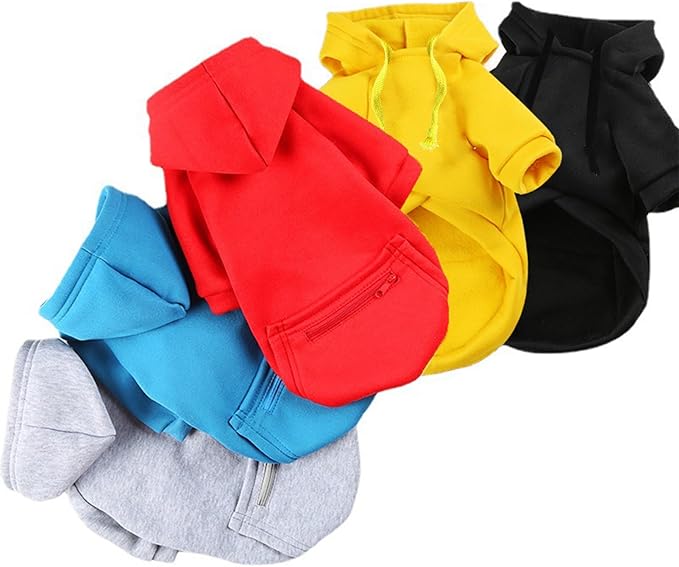 Jecikelon Winter Dog Hoodie Sweatshirts with Pockets Warm Clothes for Small Dogs Chihuahua Coat Puppy Custume Clothing (Large, Y02-Yellow)