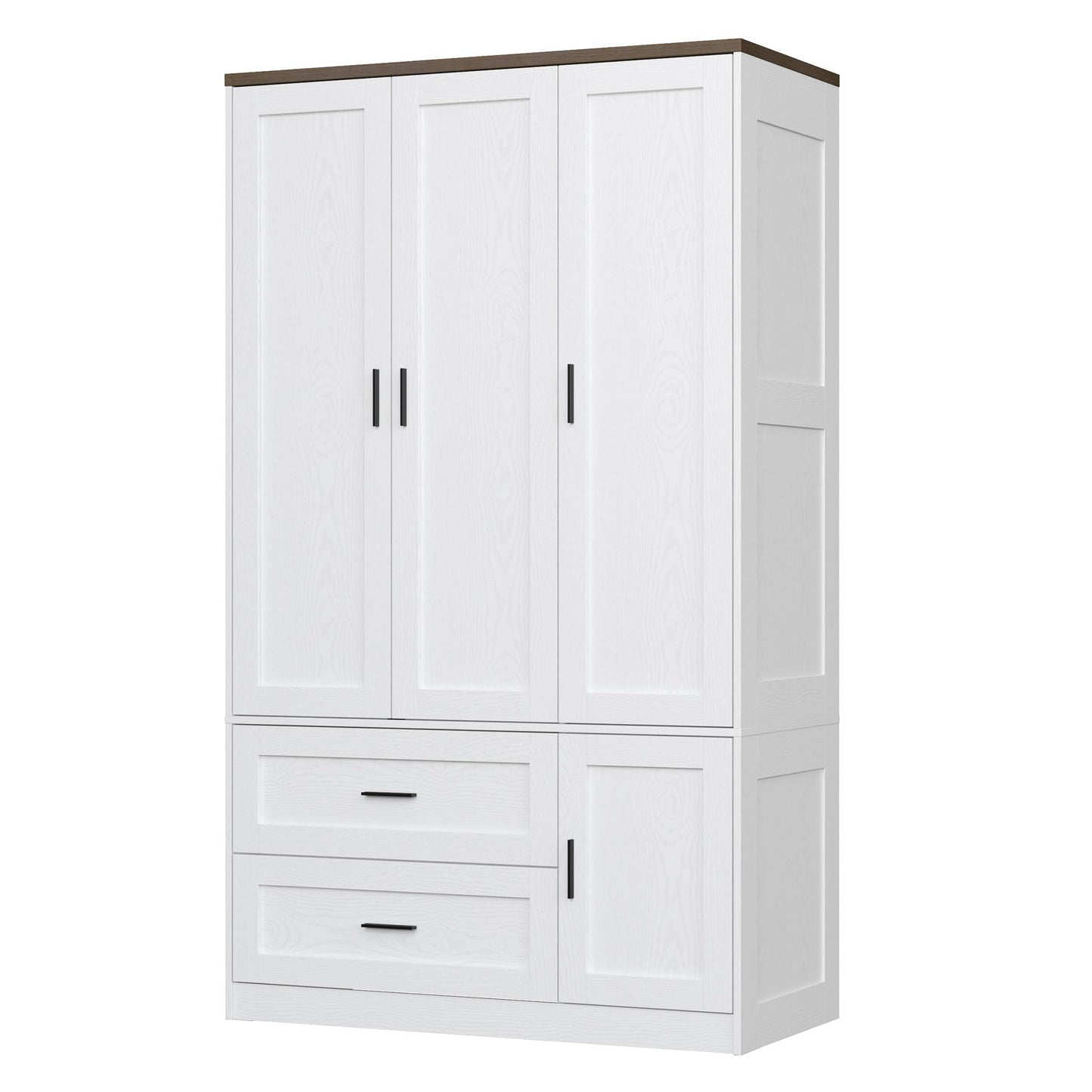 ANCTOR Freestanding Wardrobe Closet 70.6" H, Tall Armoire Wardrobe Closet 3 Doors with Hanging Rod, Drawers, Adjustable Cube Shelves and a Closed Cabinet Organizer Modern Bedroom Clothes Cabinet