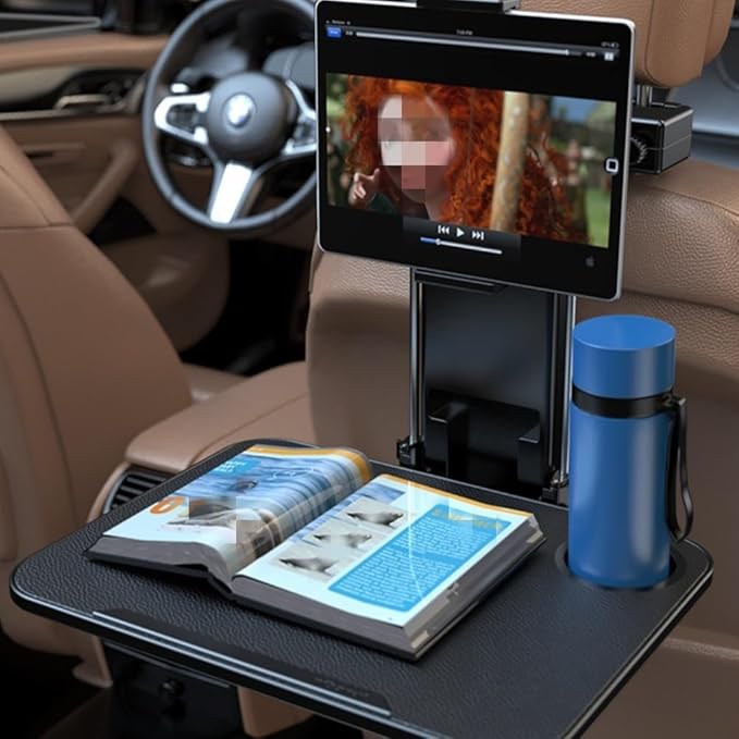 Vpswekans Car Table Multifunctional Folding Desk, Seat Back Laptop Desk and Food Tray for Car Travel, Car Seat Back Portable Tray with Tablet Holder or Mobile Phone Holder(A)
