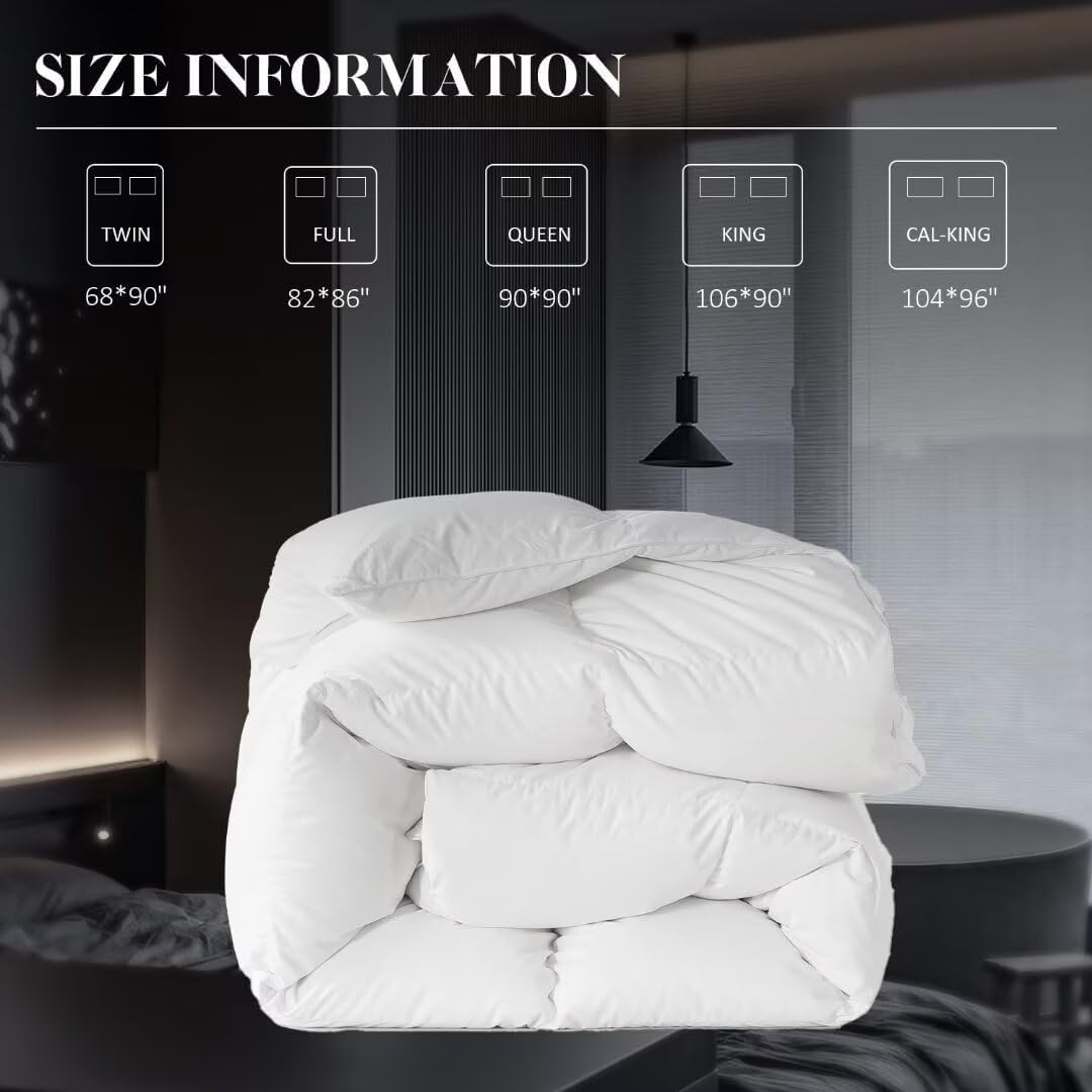WhatsBedding Feather Down Fiber Comforter,Duvet Insert King Size, 106"x90"