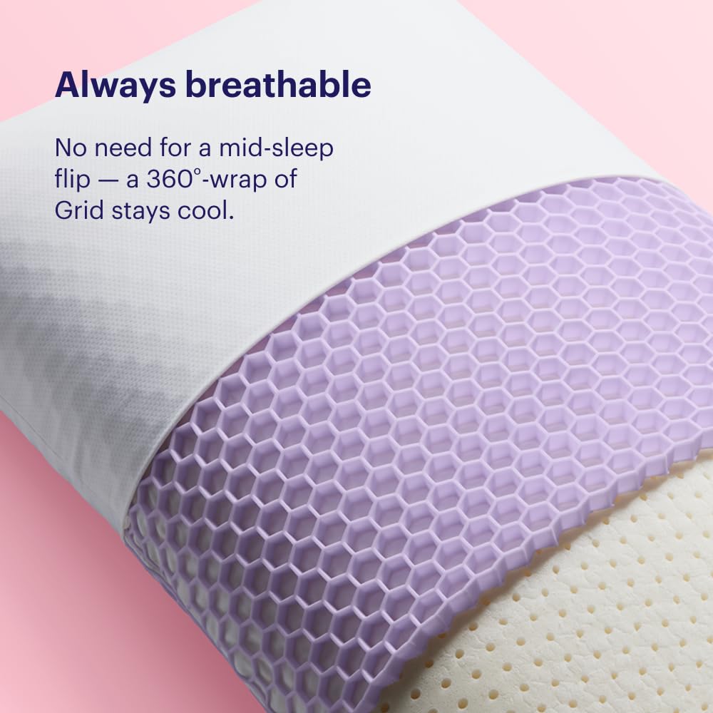 Purple Harmony Pillow - Tall Loft, Standard Size - Cooling Gel Neck and Side Sleeper Pillow, Weightless Medium Feel, GelFlex Grid and Talalay Latex Foam for Pressure-Relieving Support