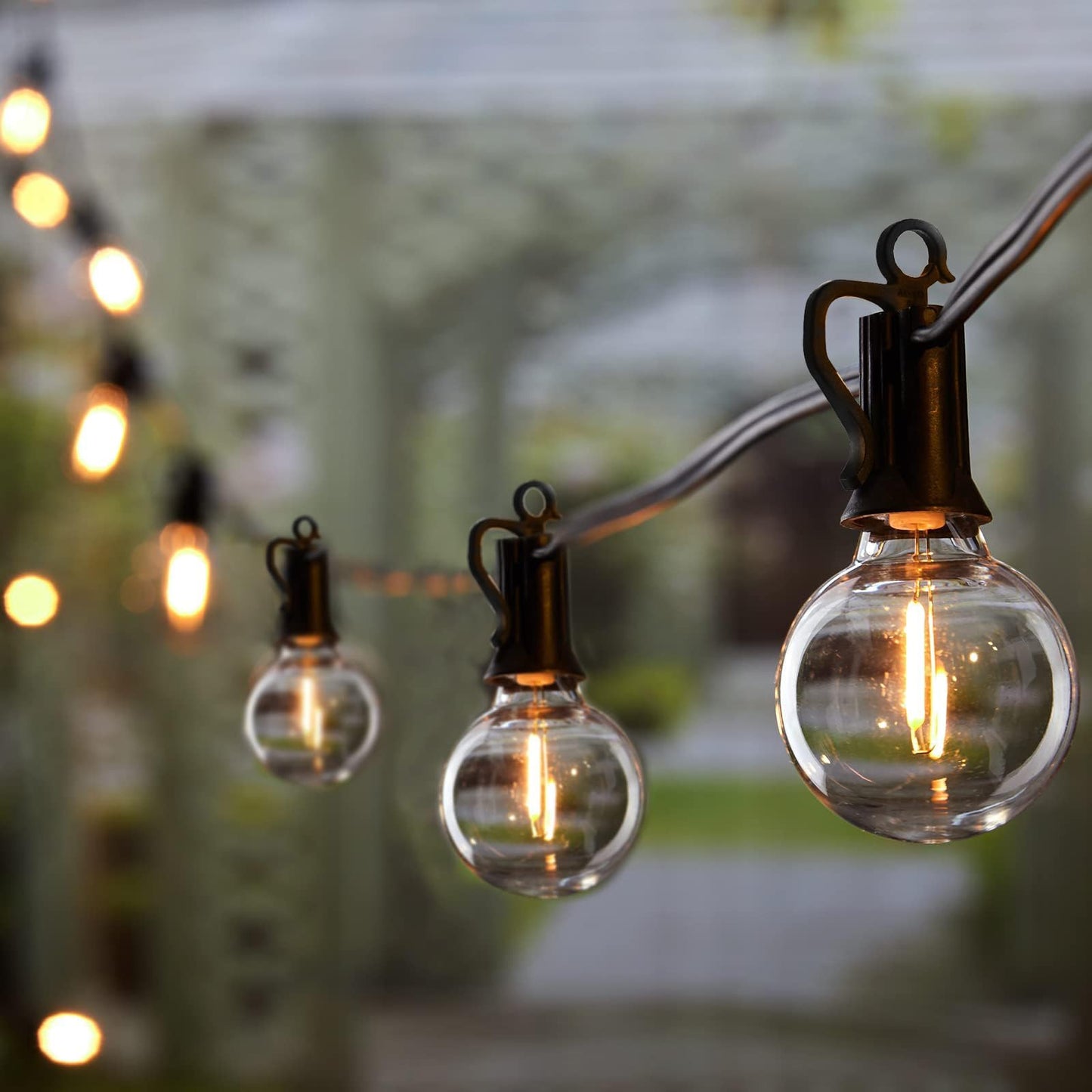 Brightown Outdoor String Lights, 50FT 25 G40 Bulbs Shatterproof Patio Lights, IP65 Waterproof Dimmable Hanging Connectable Globe LED Outdoor Lights for Christmas, Backyard, Bistro, Porch