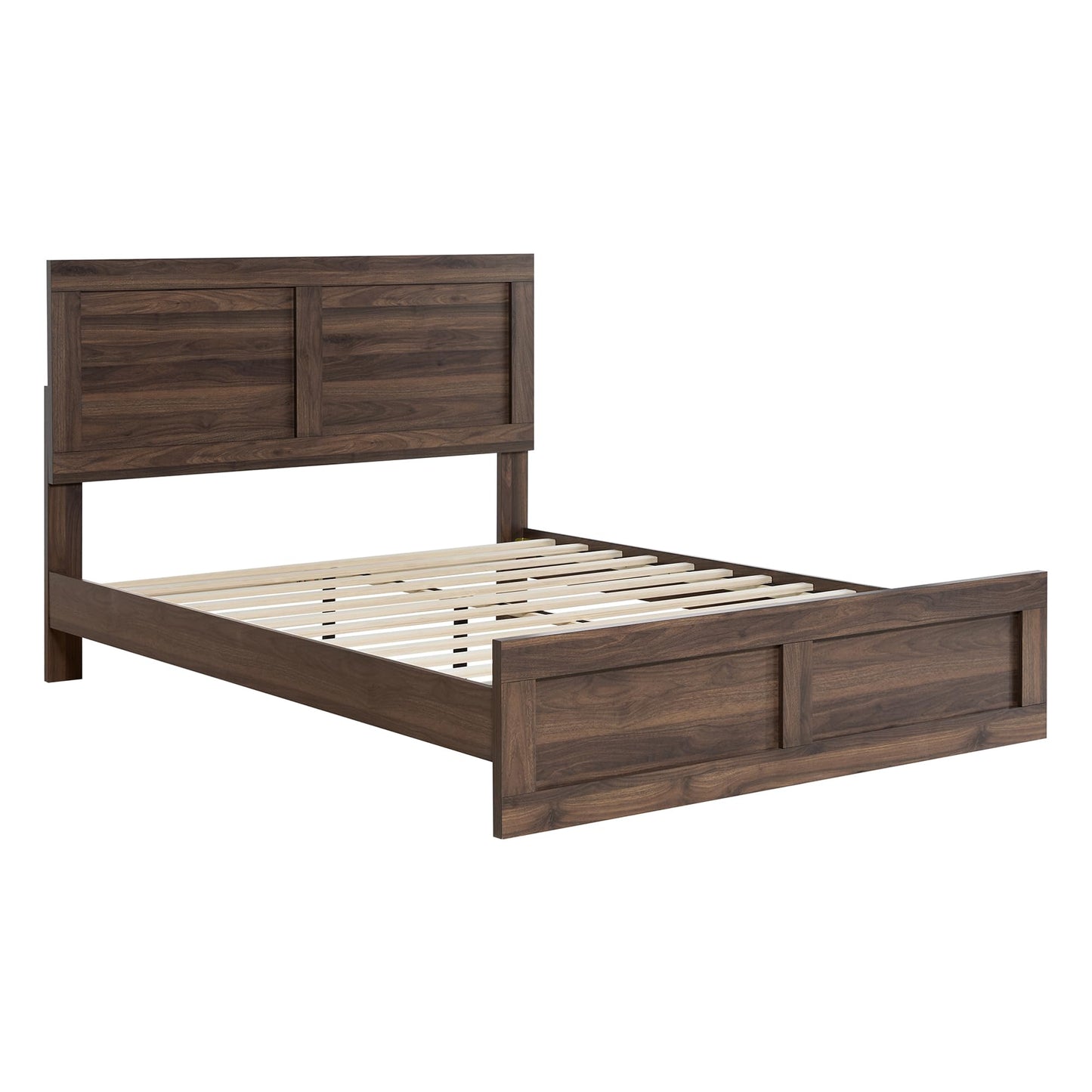 KISLOT Wood Bed Frame, Full Size Wooden Platform Bed Frame with Headboard and Footboard Mattress Foundation Farmhouse Bedroom Furniture No Box Spring Needed