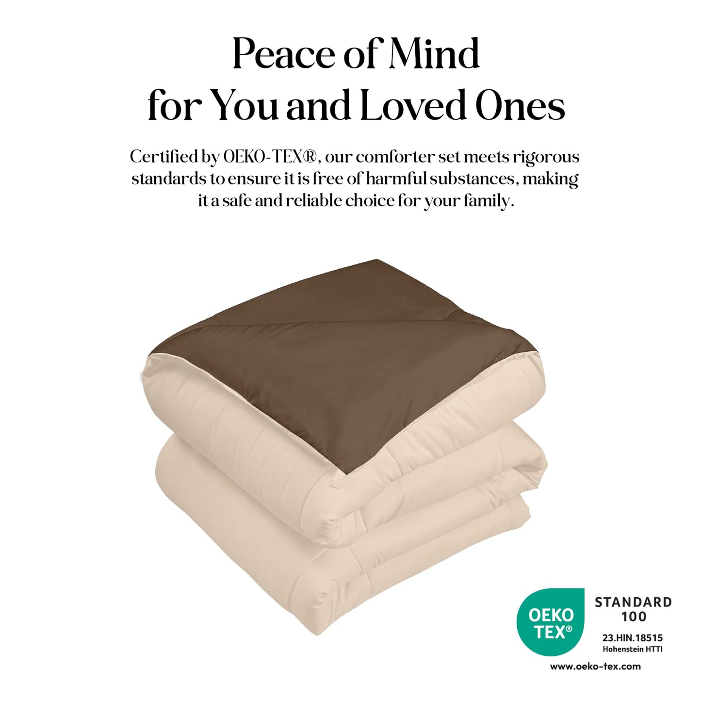 ROYALE LINENS Reversible Comforter - Twin XL Duvet Insert - All Season Soft Quilted Comforters with 8 Corner Tabs - Down Alternative Bedding Comforter - Duvet Insert (Chocolate/Sand, Twin XL 68"x92")