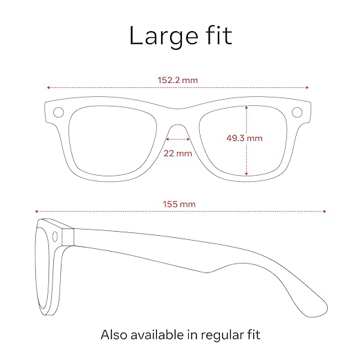 Ray-Ban Meta (Gen 1), Wayfarer, Large Shiny Black |Smart AI Glasses for Men, Women -12 MP Camera, Open-Ear Speakers for Audio, Video Recording and Bluetooth -Clear Lenses -Wearable Technology