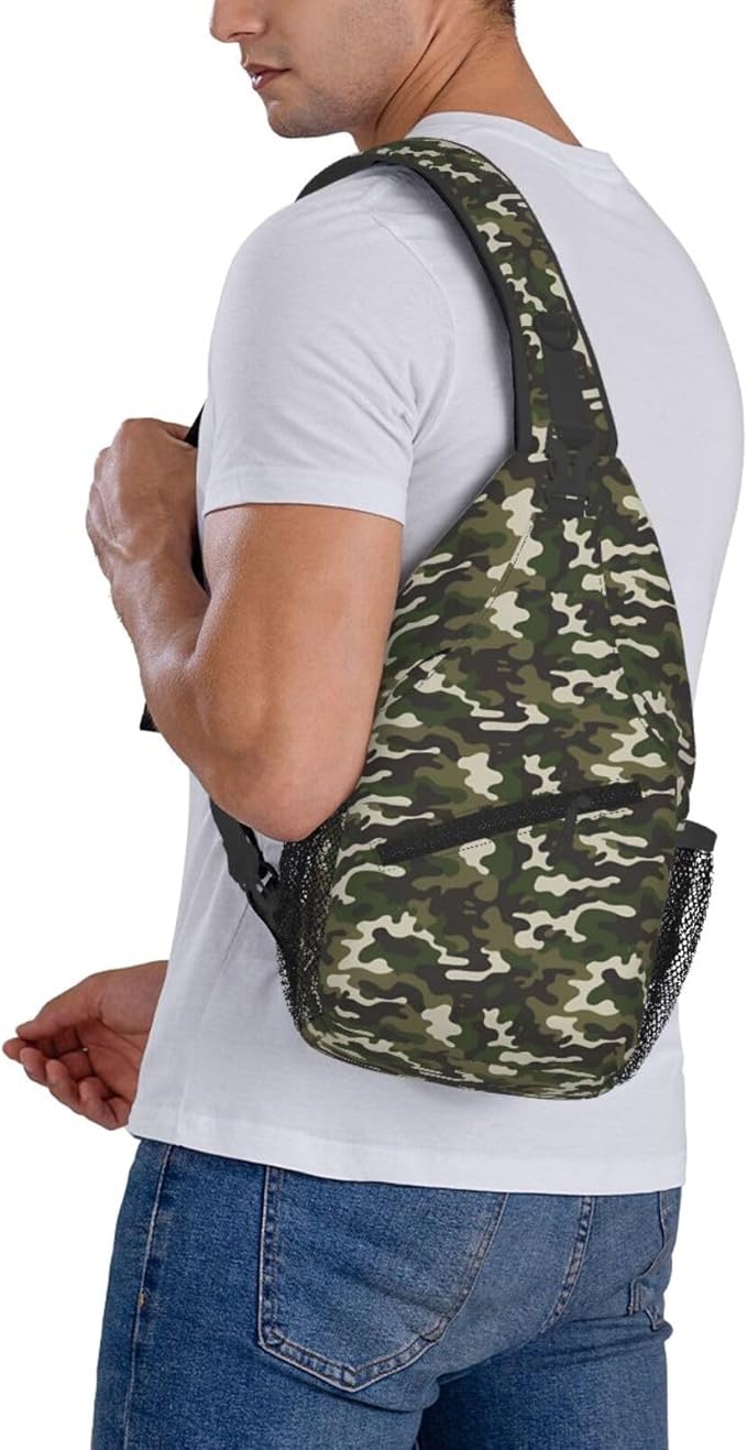 QFXUYNG Green Adult Sling Bag Unisex Chest Bags Crossbody Backpack Casual Daypacks Shoulder Bag for Women Men Cycling Hiking Travel