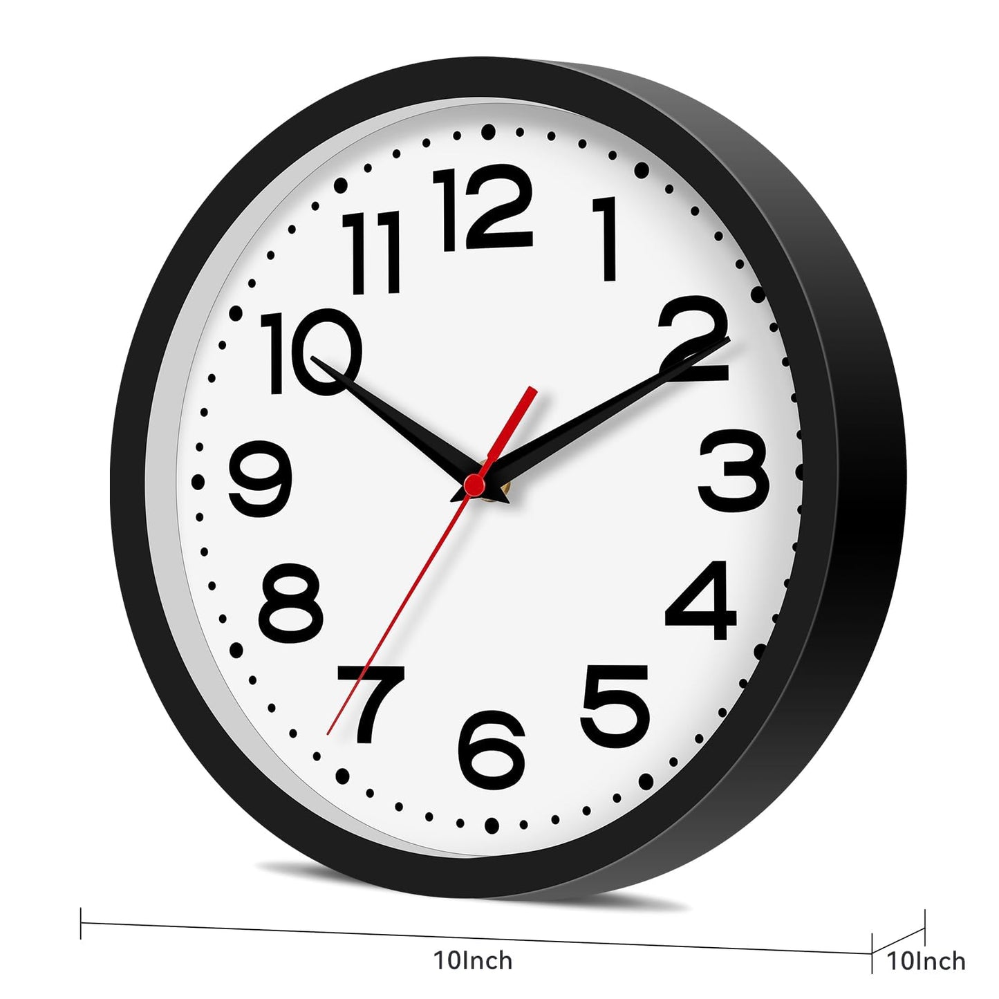 Roymnie Wall Clock Silent Non-Ticking Modern Clock Battery Operated 10 Inch Classic Analog Decorative for Classroom, Living Room, Office, Bedroom, School, Hotel (Black)
