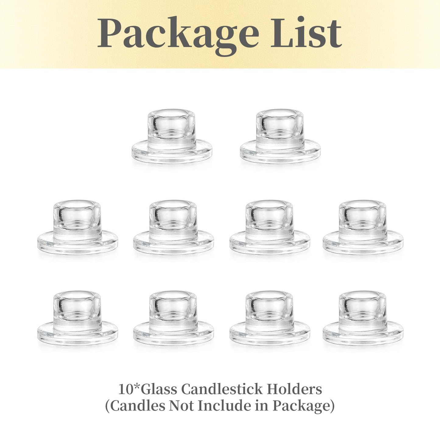 Hewory Glass Taper Candle Holders: 10 PCS Candlestick Holders Clear Short Tapered Candle Holder Set - Candle Stick Holder Decor for Table Centerpiece Wedding Party Advent Christmas Home Decorations
