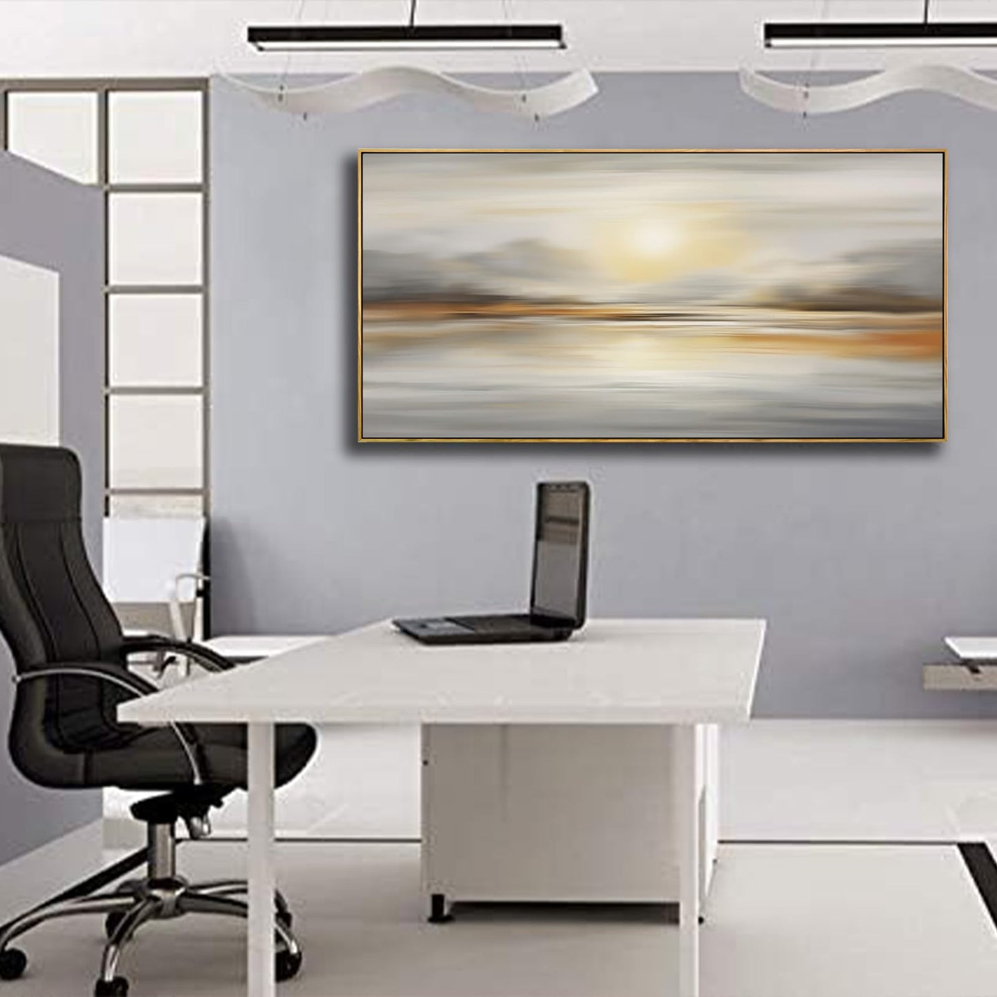 Framed Wall Art Abstract Seascape Canvas Printing Wall Decor Artwork for Living Room Bedroom Dining Room Home Office Decor 24"x48"