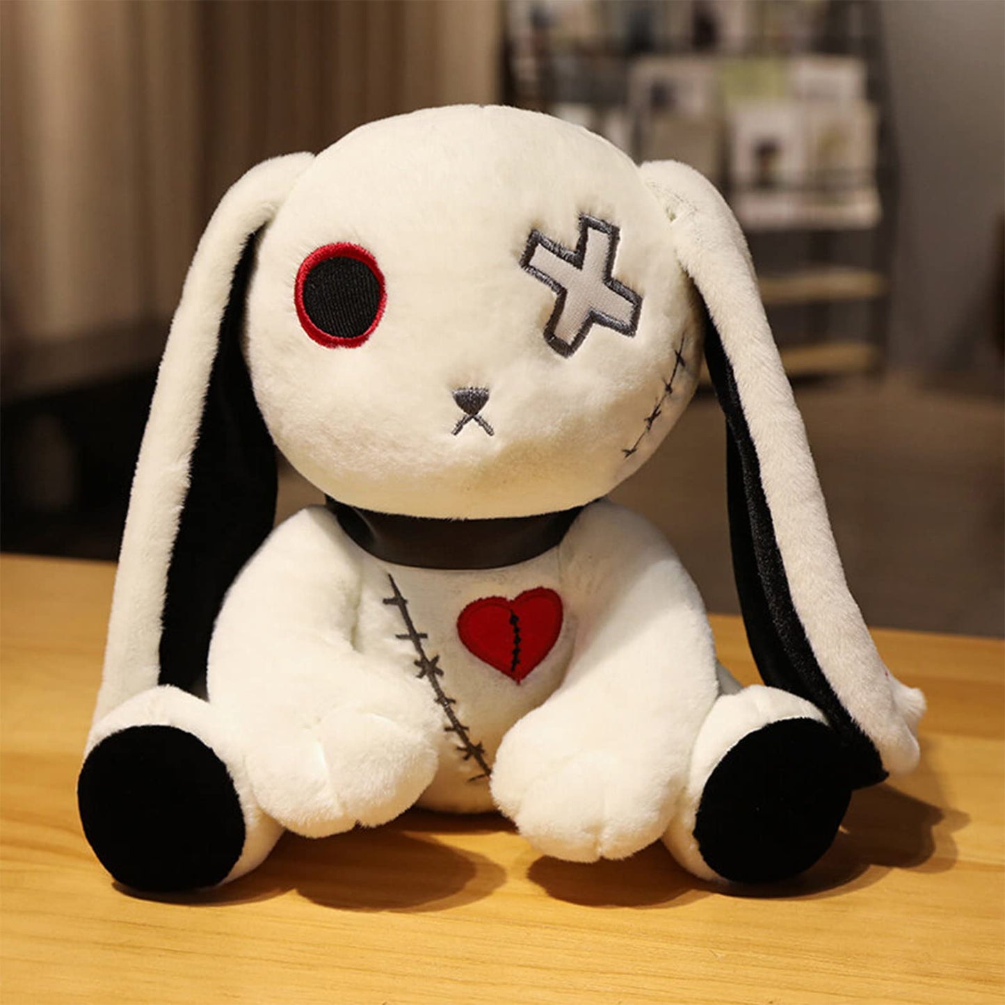 LVQING Christmas Bunny Stuffed Toys, Halloween Scary Rabbit Stuffed Animal Long Ears Standing Toy, Suitable for Fans Easter Christmas Birthday Gift (White)