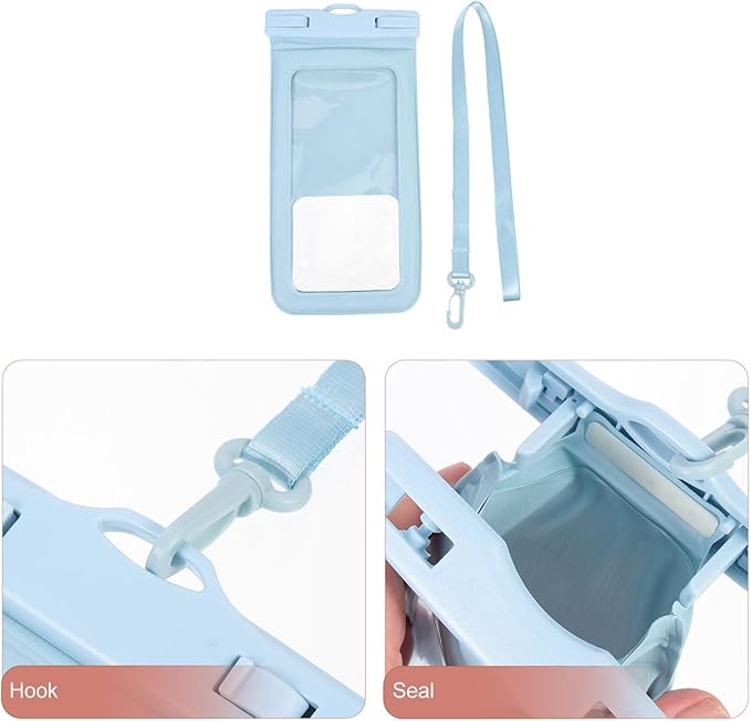 SMASOLO Waterproof Phone Pouch Floating Large Phone Protector Bag for Swimming Diving Spa with Lanyard Gray Blue
