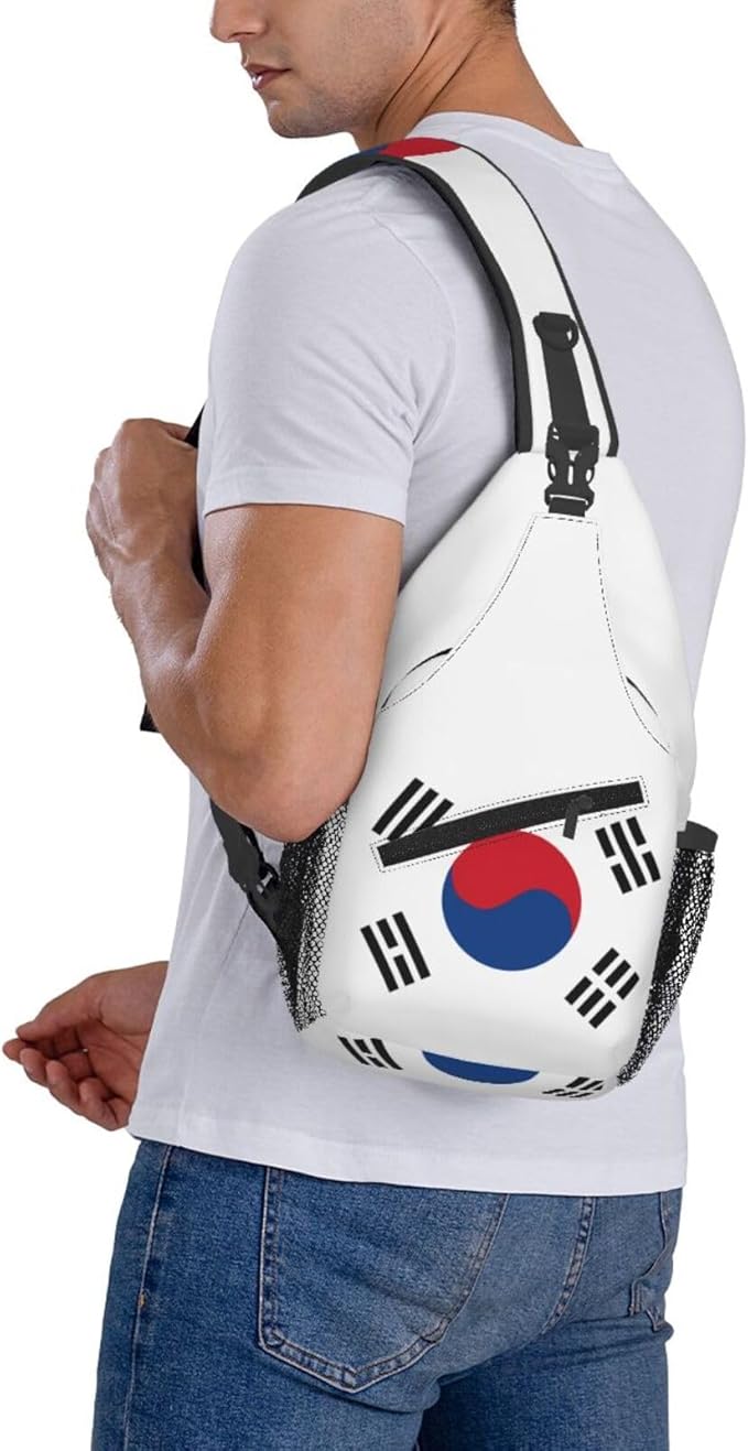 QFXUYNG South Korea Flag Adult Sling Bag Unisex Chest Bags Crossbody Backpack Casual Daypacks Shoulder Bag for Women Men Cycling Hiking Travel