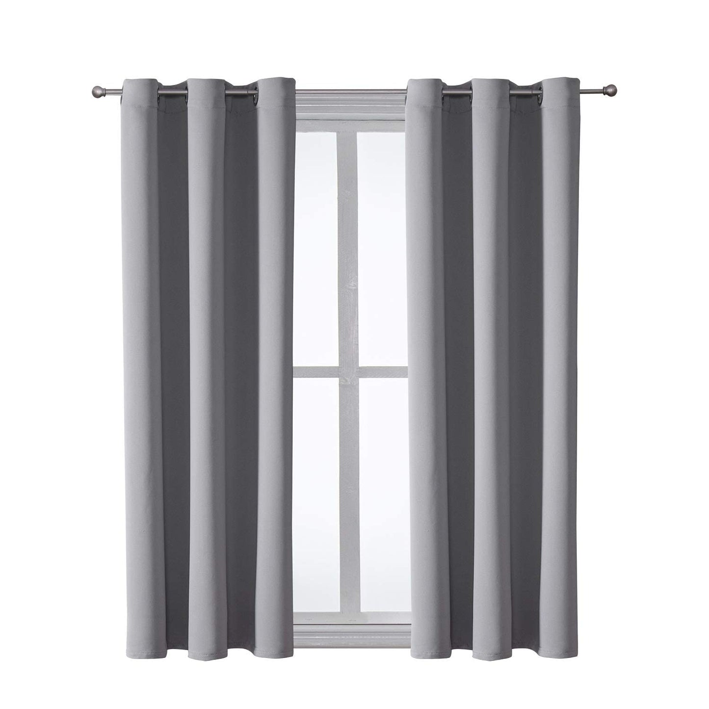 ChrisDowa Grommet Blackout Curtains for Bedroom and Living Room - 2 Panels Set Thermal Insulated Room Darkening Curtains (Light Grey, 42W x 63L)
