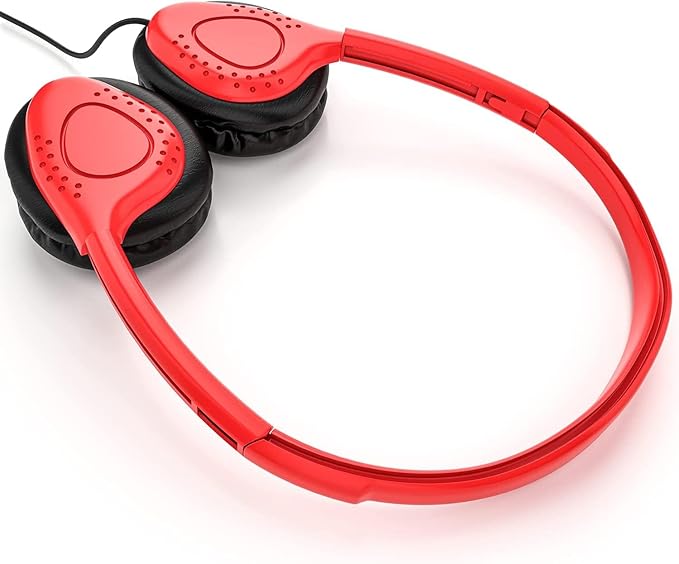 Maeline Bulk Classroom Student Headphones On Ear Stereo Headphones Adjustable Band & Faux Leather Cushions for Kids Online Learning, Library, School, Travel - 3.5mm Plug - 100 Pack - Multi Colors