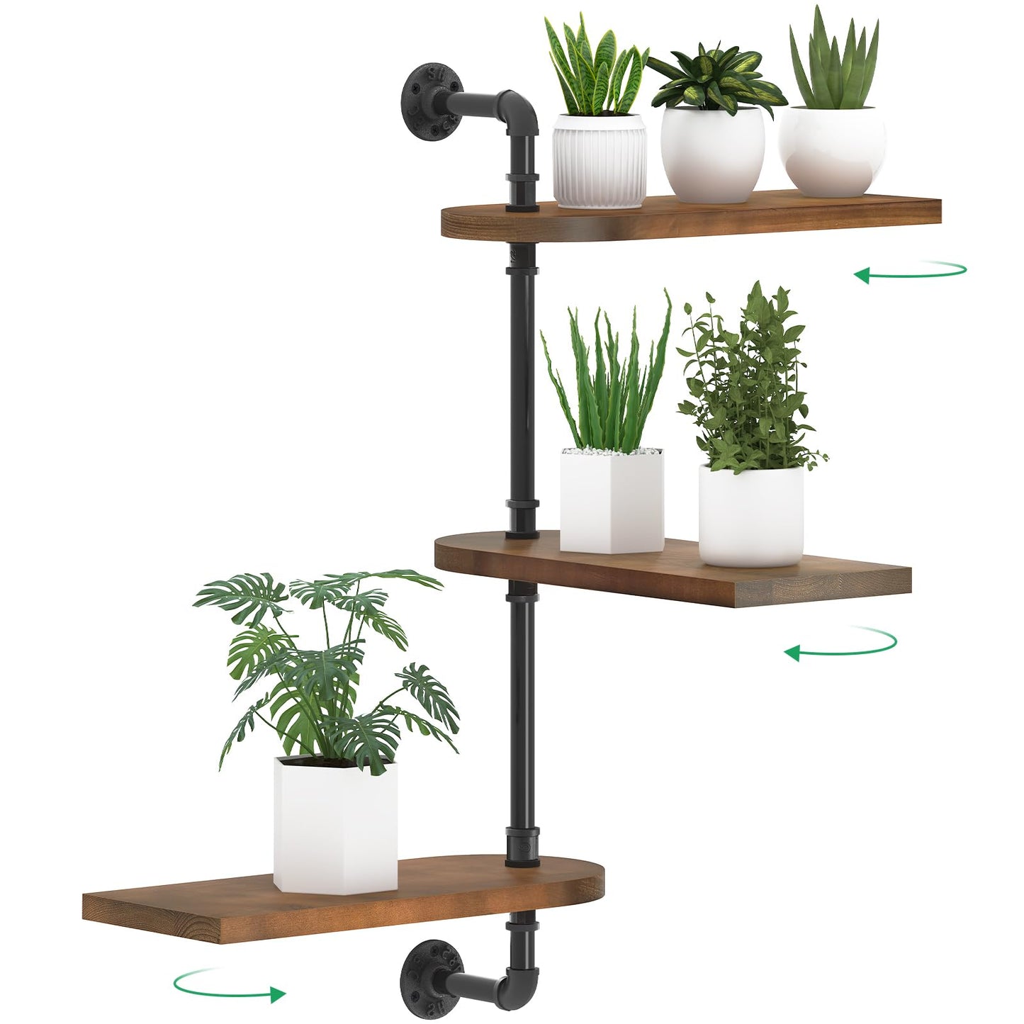 OtGalk 3-Tier Rotating Window Plant Shelf,Wooden Indoor Plant Stand