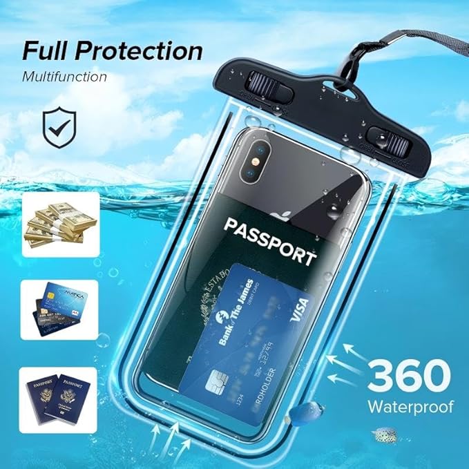 Sriyso Floating Universal Waterproof Phone case 2 Pack-Up to 7.0",Adjustable Lanyard Phone Pouch,Cellphone Dry Bags for Vacation Beach Pool Kayak Cruise Travel Essentials(Blue