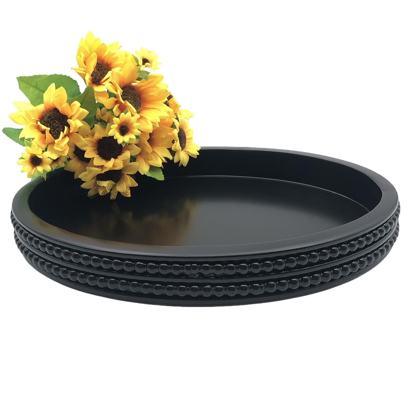 Carah & Cossh Oval Wooden Modern Decorative Tray 16''x12'', Farmhouse Rustic Serving Tray, Table Centre Tray, Perfect for Storage and Display (Black)