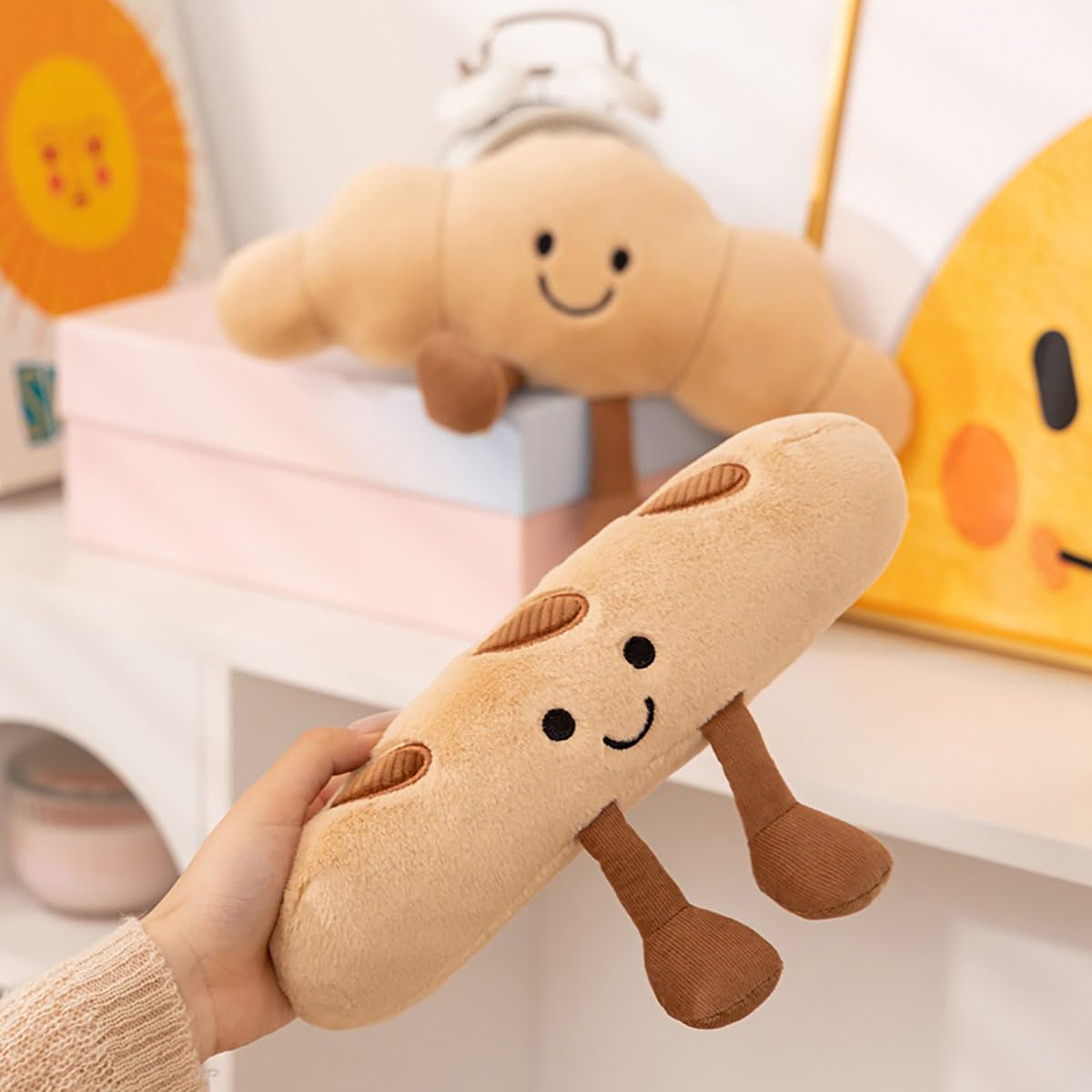 Zaxqerm Croissant Plush Pillow,10" Funny Food Plushies,Soft Food Stuffed Animals Kawaii Birthday Gifts for Teen Boys