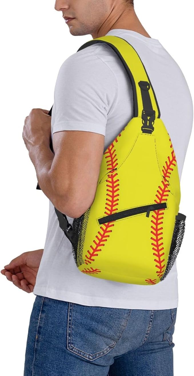 QFXUYNG Softball Ball Adult Sling Bag Unisex Chest Bags Crossbody Backpack Casual Daypacks Shoulder Bag for Women Men Cycling Hiking Travel
