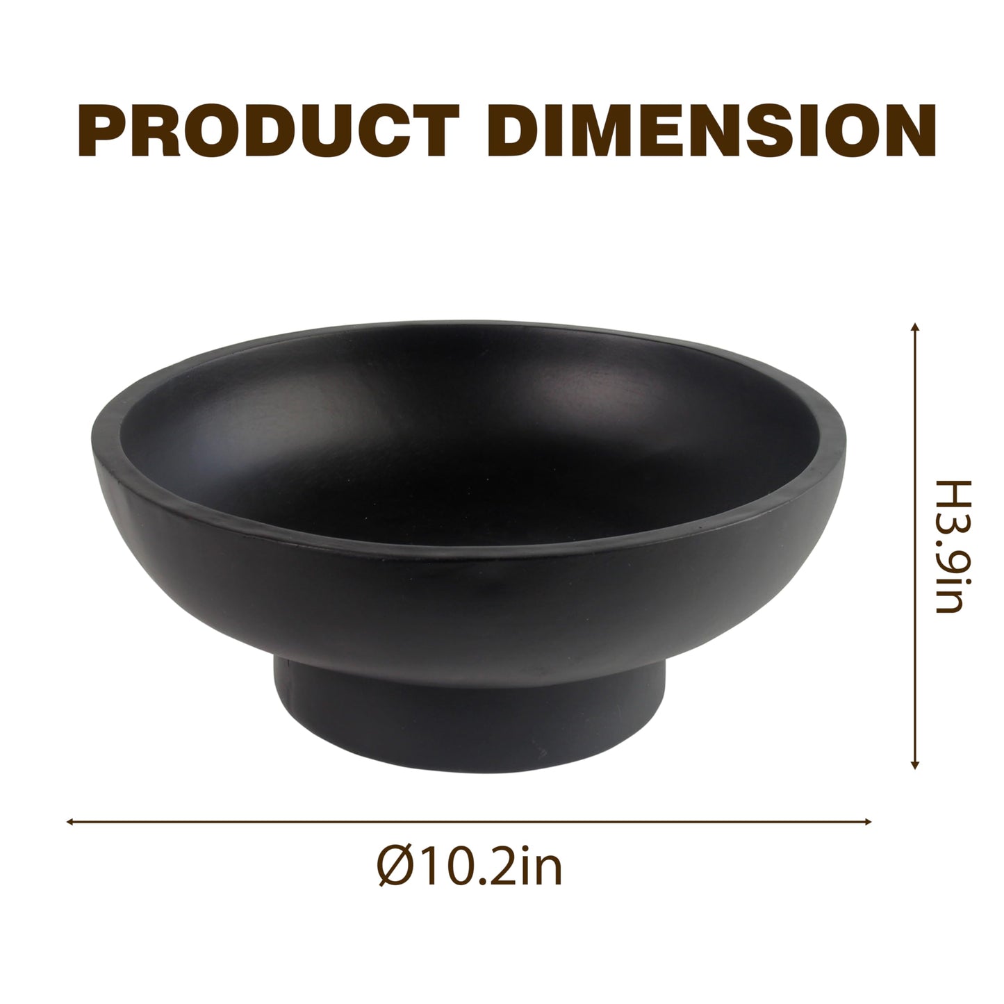 Plukers Catch All Decorative Fruit Bowl with Pedestal —Key, Purse & Trinket Holder | Entryway Table, Kitchen Counter, Coffee Console Decor | Modern Minimalist,Black