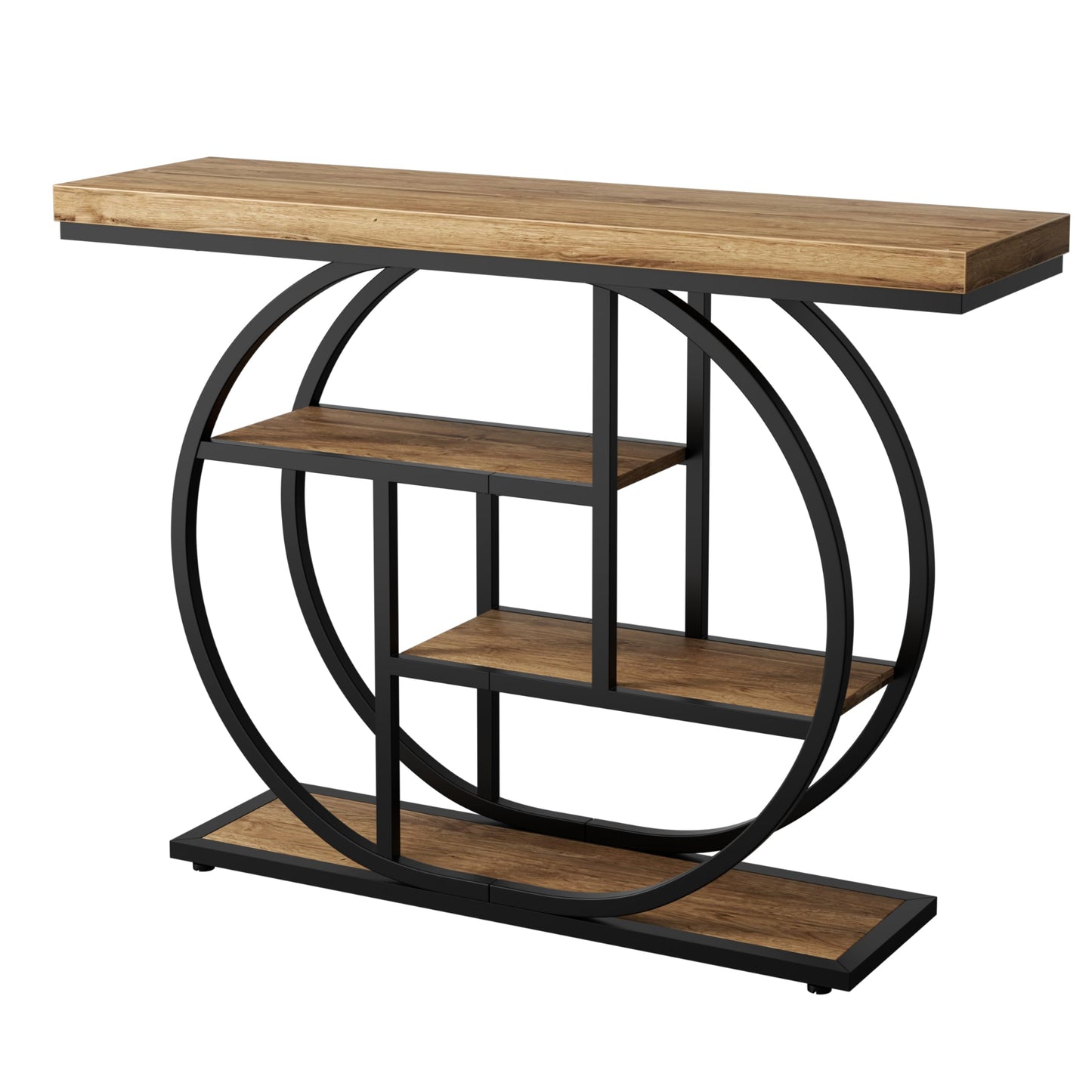Shintenchi 41.3” Console Table with Storage, Industrial Entryway Table, 4-Tier Shelves Sofa Table Behind Couch, Narrow Wood Accent Table for Living Room, Entryway,Entrance, Hallway, Foyer,Rustic Brown