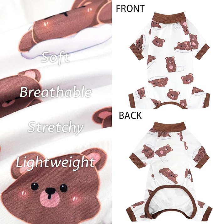 XPUDAC 4 Pack Dog Pajamas for Small Dogs, Puppy Clothes for Boy Girl Strechy Soft Pet Jumpsuit, Cat Onesie-2X-Large