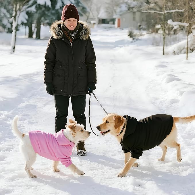 BAOBICUTE Dog Basic Hoodie Soft Dog Clothes Cold Weather Sweaters for Medium Large Dogs Cozy Fabric Warm Sweatshirt with Leash Hole (Pink, L (Back: 20.47",Chest: 28.35", Neck: 21.26"))
