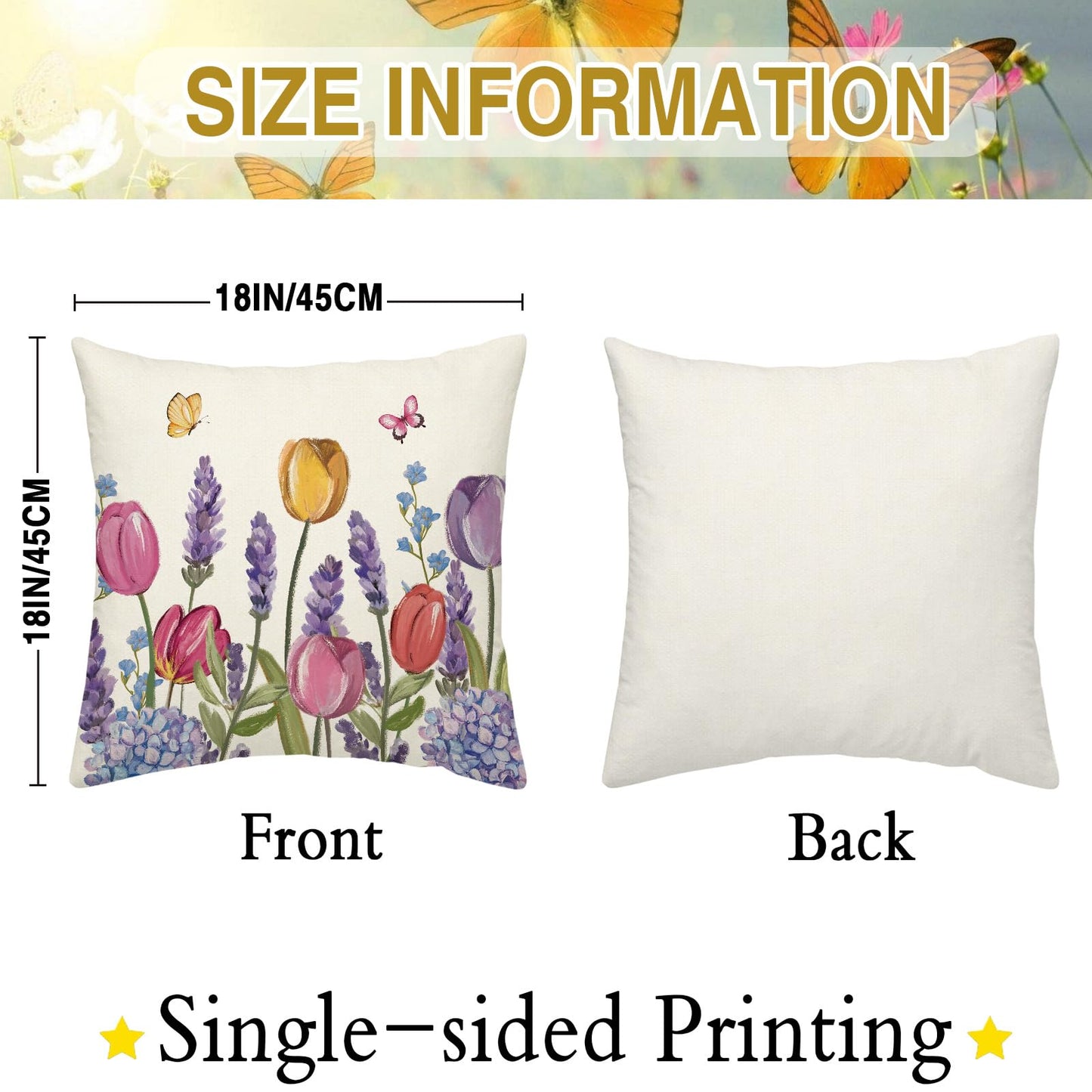 Tikeciti Spring Summer Tulips Pillow Covers Home Sweet Home 18 x 18 Inch Throw Pillows, Hydrangea Floral Farmhouse Seasonal Outdoor Indoor Decorative for Cushion Case Sofa Couch Set of 4