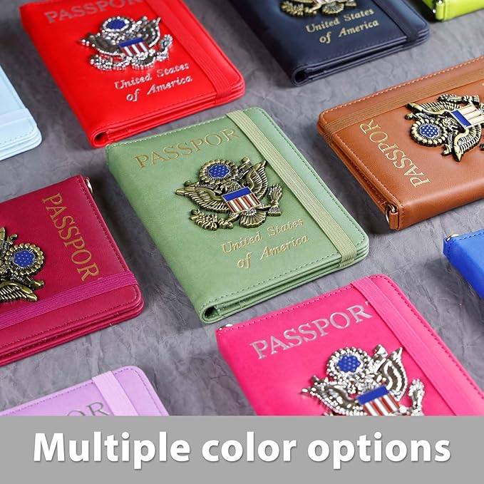 Cnycmy Passport Holder with Airtag slot,Passport-Wallet-Holder for Women,for Family, Rfid Passport Book Card Slot Waterproof, passport holder for travel (moss green1)