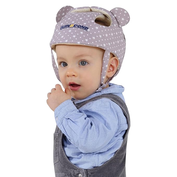 Baby Infant Helmet Toddler Headguard Head Protective Cushion Cute Children Adjustable Helmet Hat Harnesses Cap Kid Child Crawl Walk Playing (Gray Star)