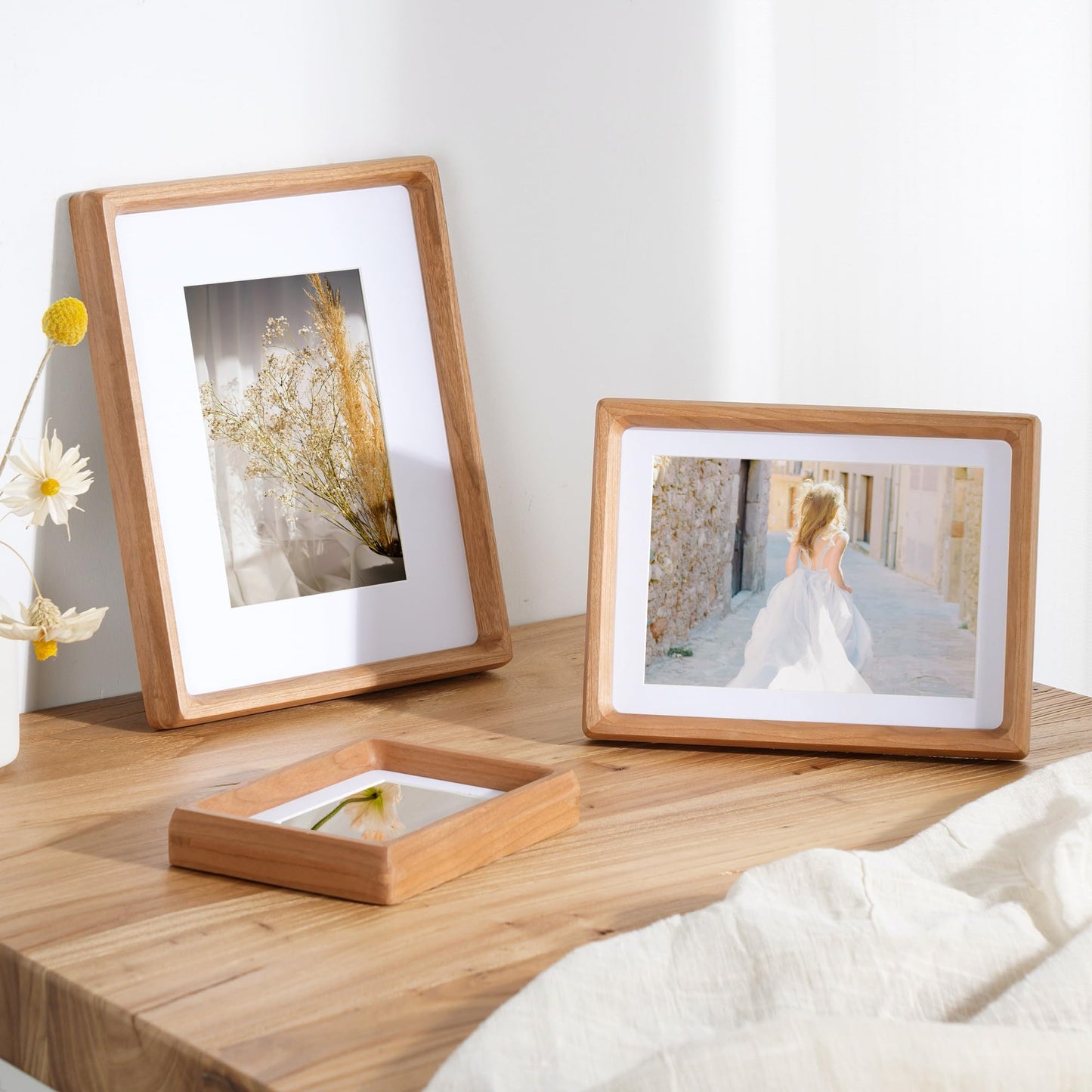 4x6 Picture Frame, USA-Sourced Cherry Wood Frame Matted to 3.5x5 Photos