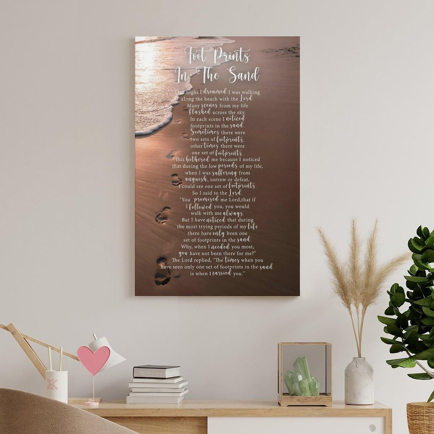 Footprints in The Sand Inspirational Poem Canvas Art Poster And Wall Art Picture Print Modern Family Bedroom Decor Posters UnFramed-3,12x18inch(30x45cm)
