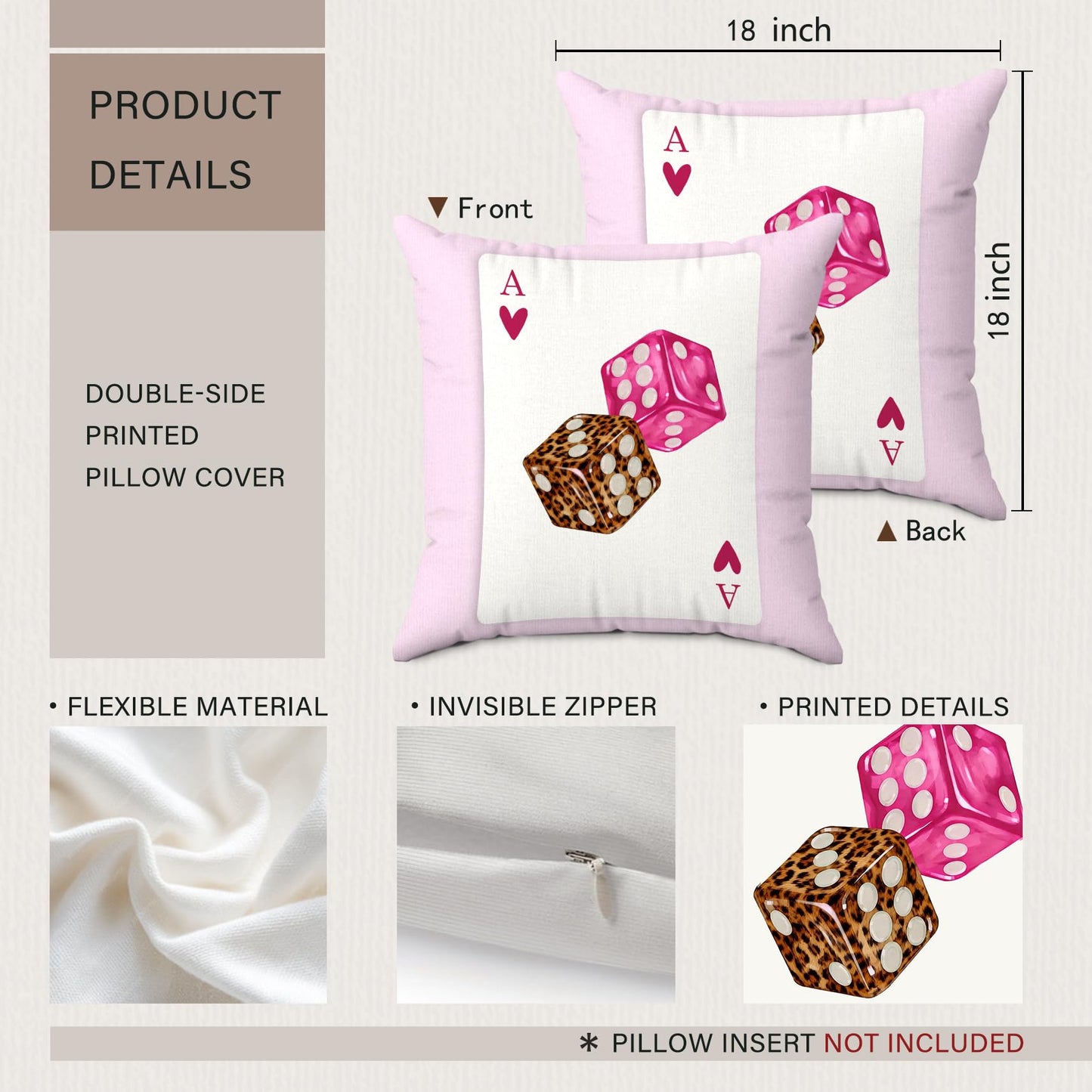 QITUF Pink Y2K Cheetah Pillow Cover 18x18 Set of 4, Trendy Leopard Lucky 8 Balls Throw Pillow Cover Decor for Teen Girls Dorm Bedroom, Preppy Retro Cheetah Print Decorative Pillowcase for Couch Sofa