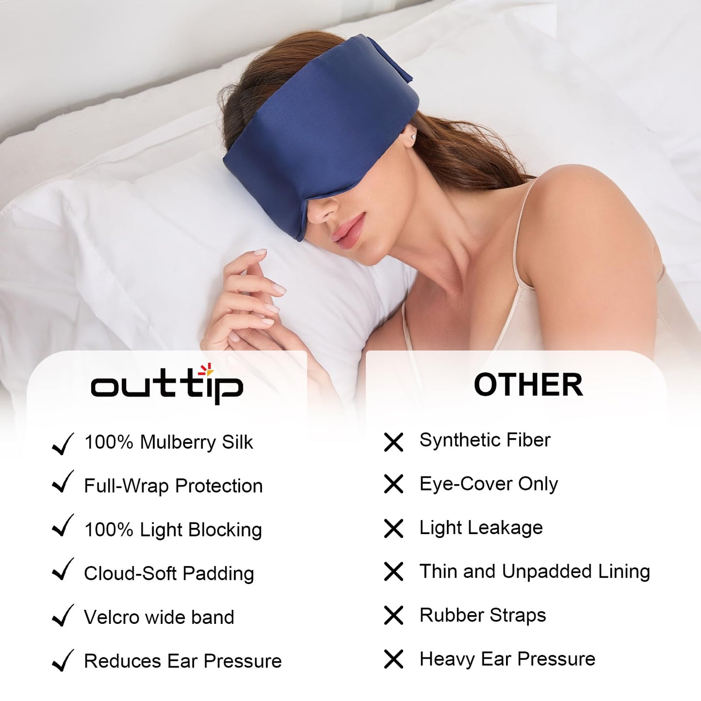 100% Mulberry Silk Sleep Masks for Men, Blackout Eye Mask Sleep Silk for Sleeping Side Sleeper, Eye Covers for Sleeping Adjustable Light Blocking Men Relaxing Gift for Home, Travel, Office, Napping