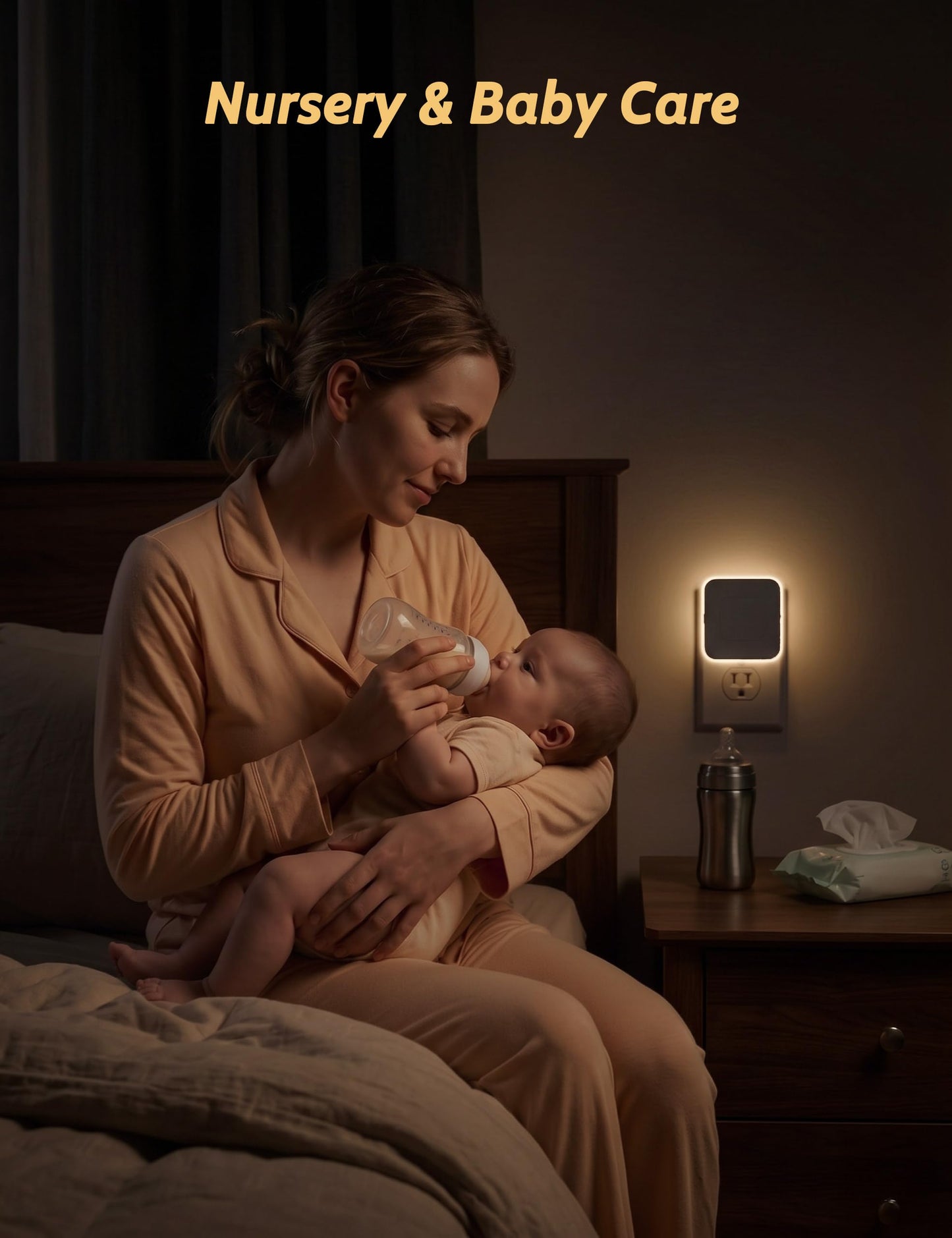 Sujeet Plug-in LED Night Light with Motion Sensor & Dusk to Dawn, 3 Color Temperatures (1800K/2700K/5700K), 5 Preset Brightness Levels, Backlit Design, 1-80LM Dimmable for Kids Bedroom, Hallway 4 Pack