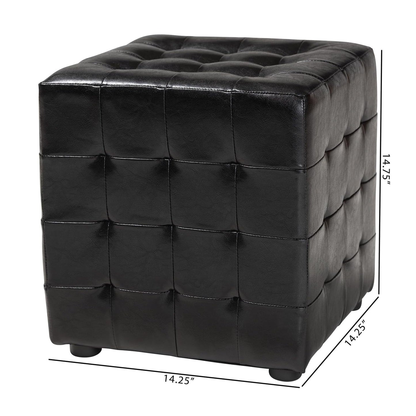 Baxton Studio Siskal Modern Cube Ottoman, Black, Set of 2