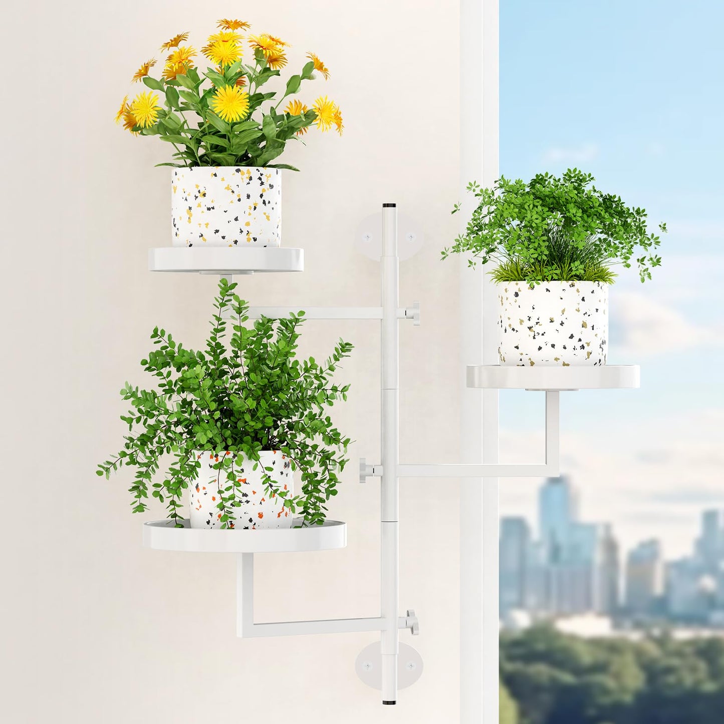 Gaoymsym Rotating Window Plant Shelves Plant Shelf Indoor Metal Plant Stand Rotating Window Shelf for Plants 3 Tier Plant Stand Wall Plant Holder Wall Planters