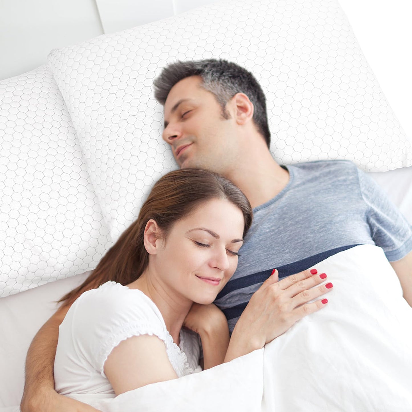 CushyOasis Cooling Pillow for Sleeping, Pillows Queen Size Set of 2, CertiPUR-US Shredded Memory Foam Pillows for Hot Sleepers, Adjustable Firm Pillow for Side, Back, Stomach Sleepers, Gray