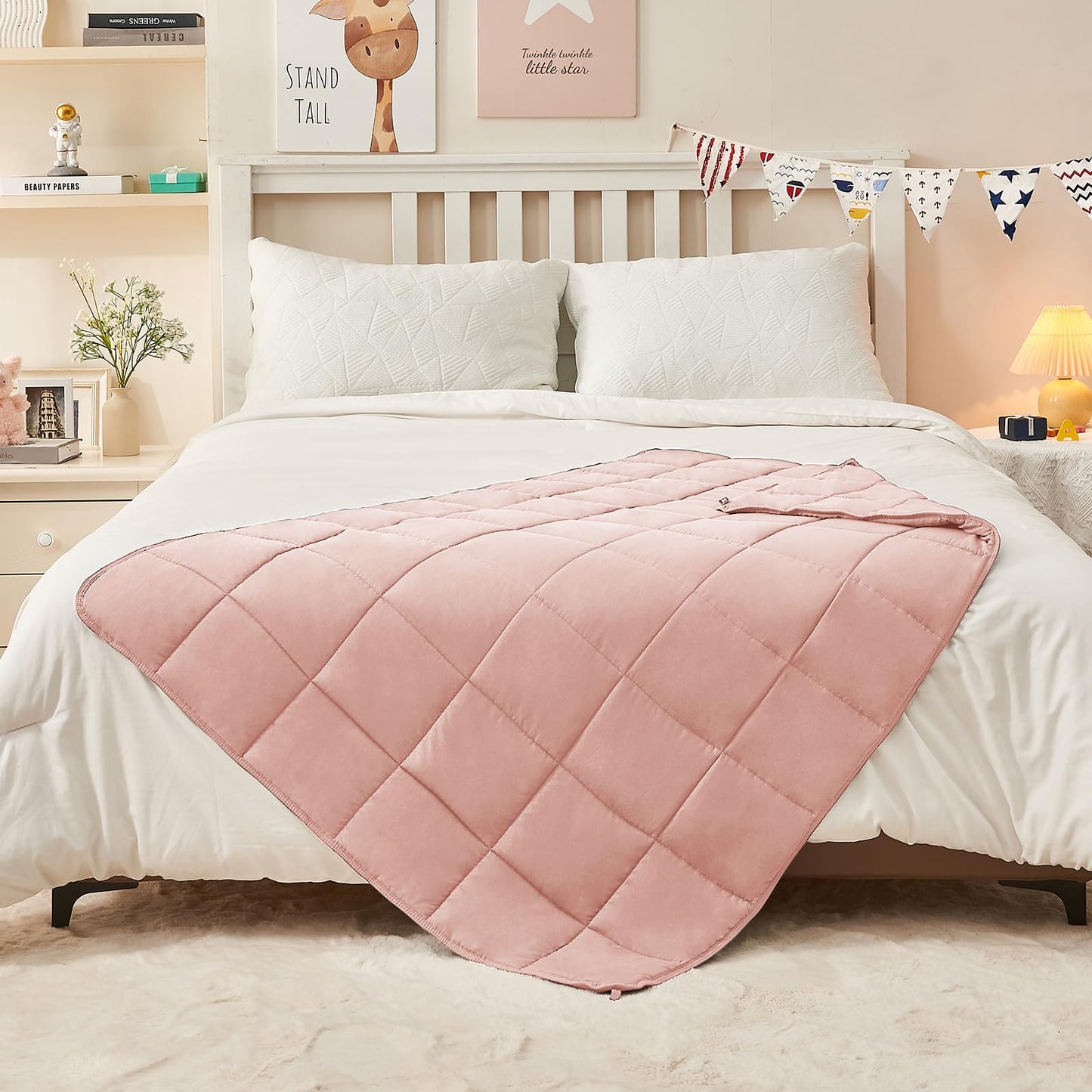 yescool Pink Weighted Blanket 5 Pounds Cooling Weighted Lap Blanket, Heavy Blanket for Sleeping, Weighted Throw Blanket Gifts for 40-60lbs, 36"x48"