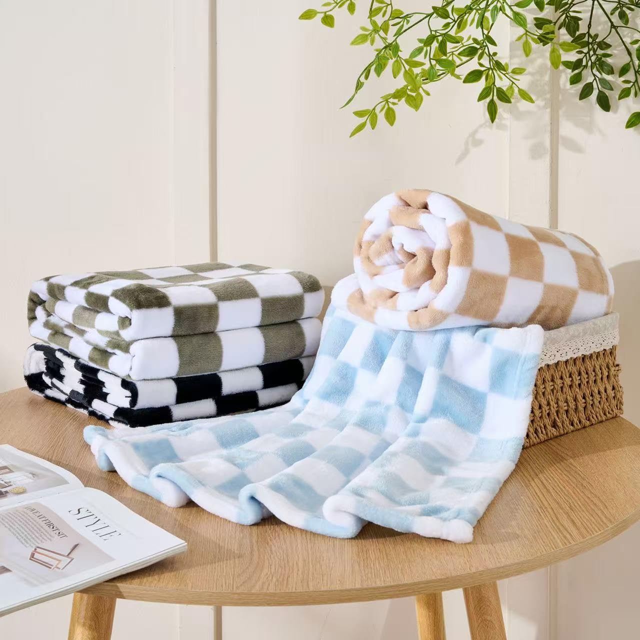 Yagle Mate 4 Pcs Baby Blankets, Fluffy Small Crib Baby Blankets for Boys, Fleece Checkered Blanket, Toddler Receiving Blankets 30×40