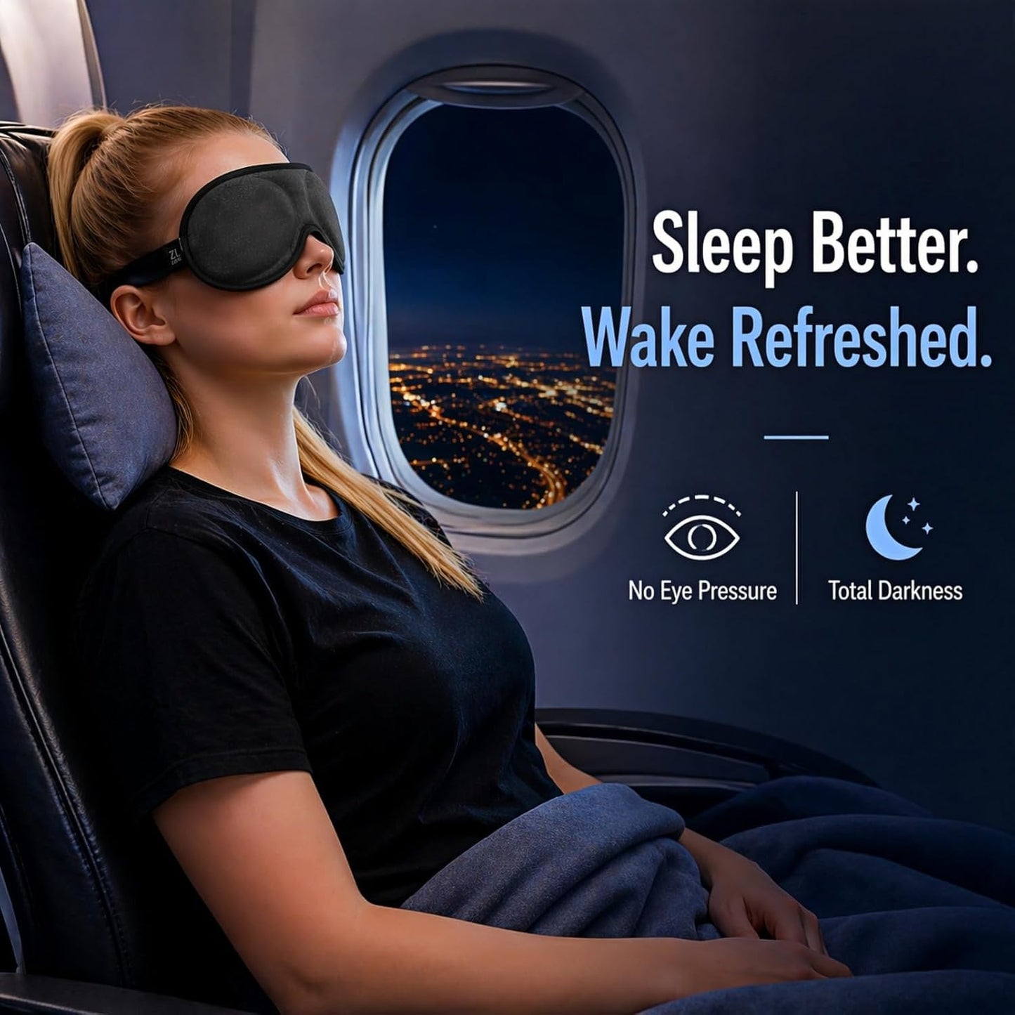 ZLZQER Ultra-Thin 3D Sleep Eye Mask for Side Sleepers Women Men, Zero Pressure for Sleeping, Total Blackout for Lash Extensions, for Side Sleeper,Soft Breathable Lightweight Design for Travel(Black)