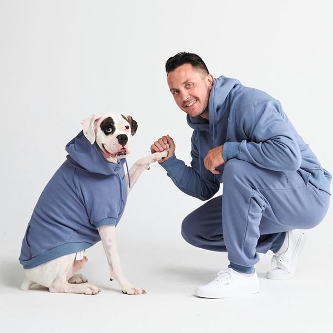 Spark Paws Dog Hoodie – Premium Dog Sweater for Small, Medium, and Large Dogs | Warm Outfits for French Bulldogs, Pitbull, Puppy, Winter Jacket Alternative - Slate Blue - 3XL