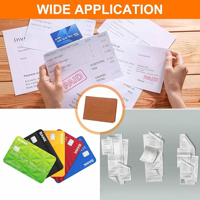 HARFINGTON Car Registration and Insurance Holder PU Leather Vehicle Glove Box Organizer Storage Accessories Car ID Holder with 2 Pockets for License ID Card Bank Card Documents, Brown