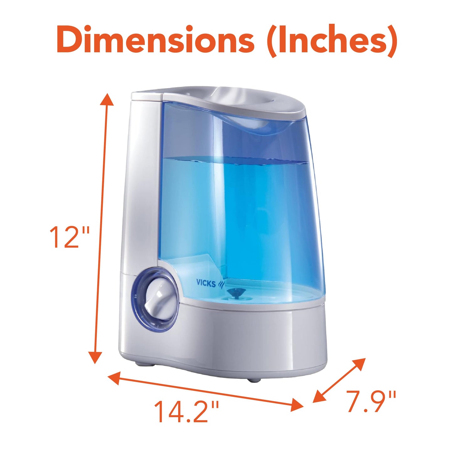 Vicks Warm Mist Humidifier Filter-Free 1-Gal Tank, Auto Shut-Off, Night Light, VapoPad and VapoSteam Compatible