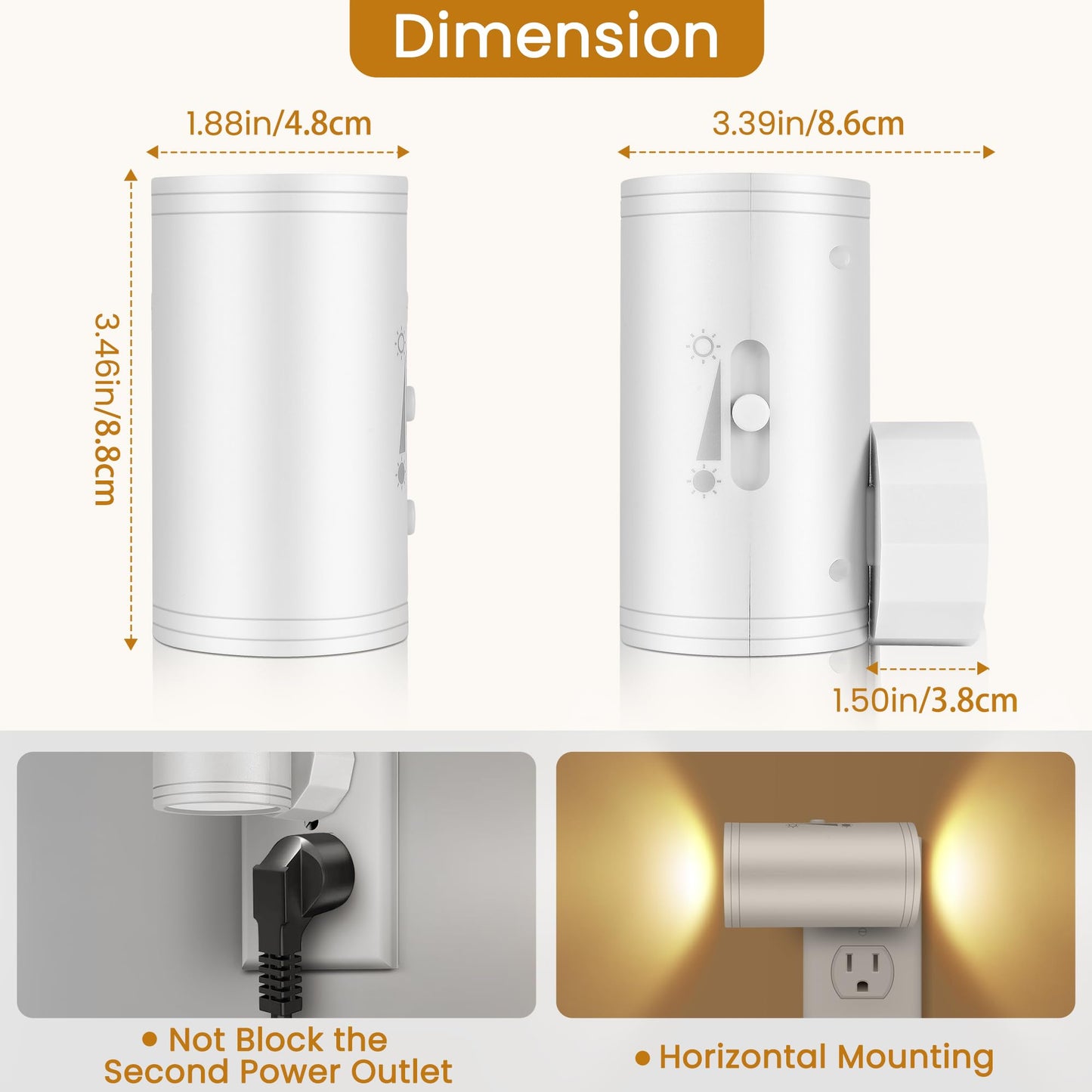 SETEN LED Night Lihgt Dimmable Plug into Wall,Night Lights Plug in,Cool White 4000K(0-300 LM), Light Sensor Dusk to Dawn Nightlight,for Hallway Bathroom,Bedroom 4- Pack