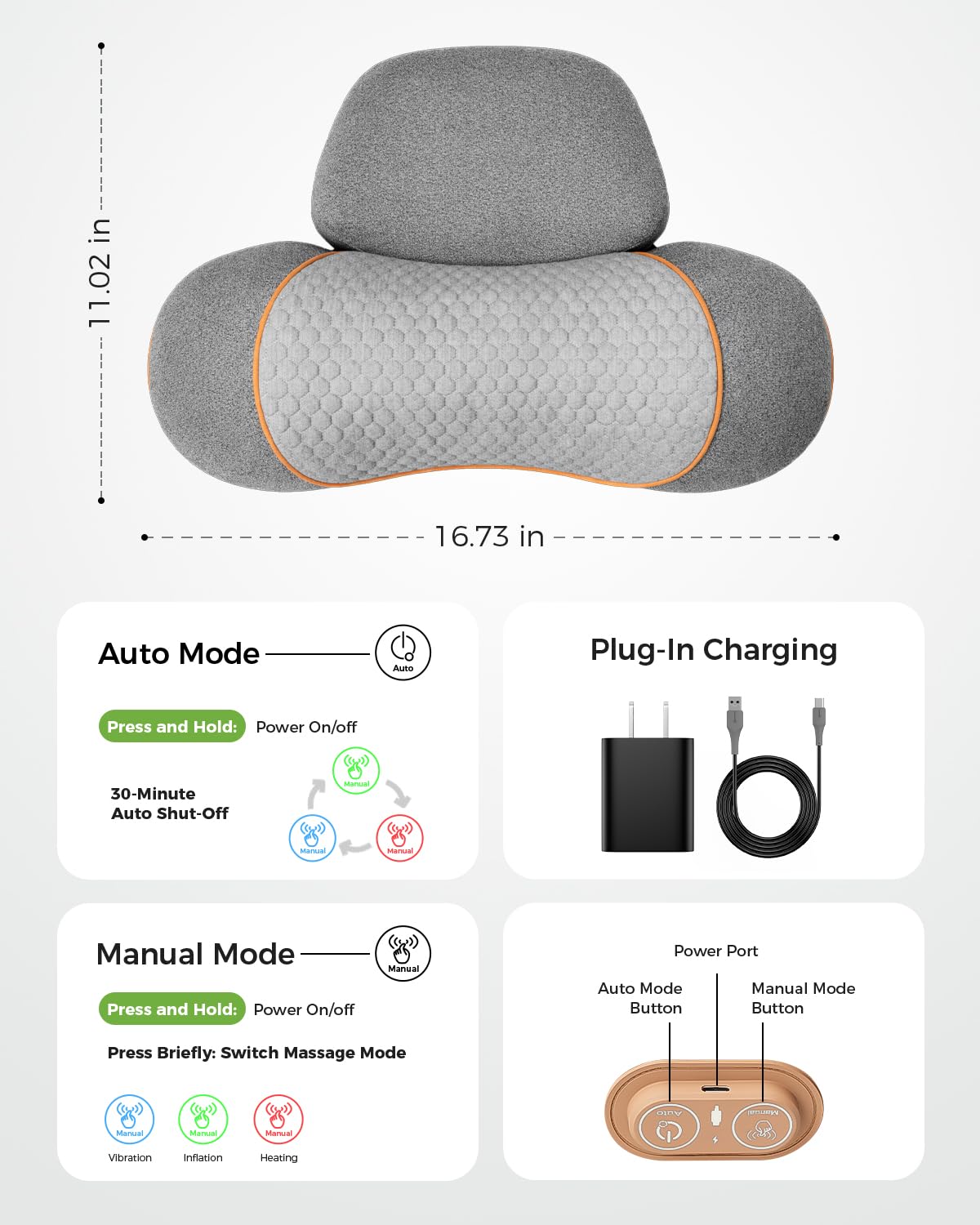 swancode 3-in-1 Neck Massager Pillow for Pain Relief Deep Tissue with Heat, Cordless & Rechargeable Massager with Traction for Neck Hump & Shoulder Comfort, Memory Foam Pillow(Corded)
