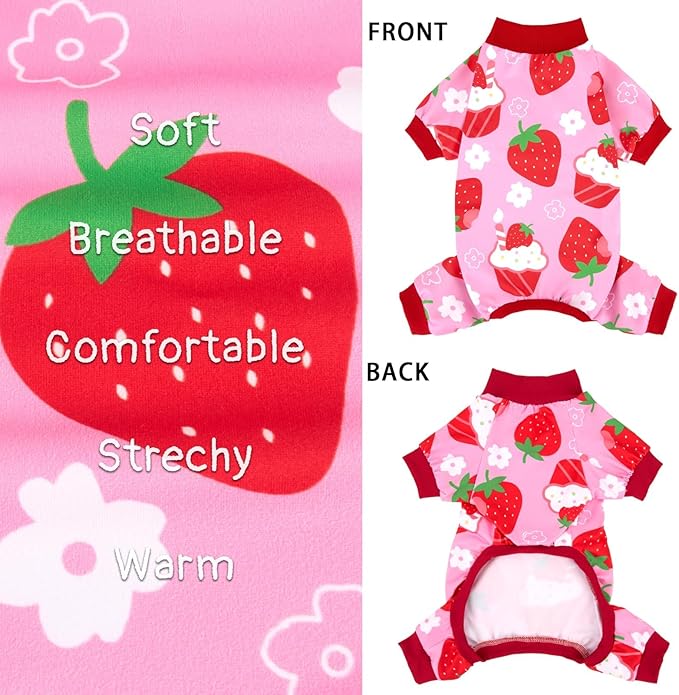 XPUDAC 4 Pieces Dog Pajamas Stretchy Dog Pjs Soft Cute Doggie Clothes for Small Medium Dogs Boy Girl Cats Pet Outfits, XX-Large